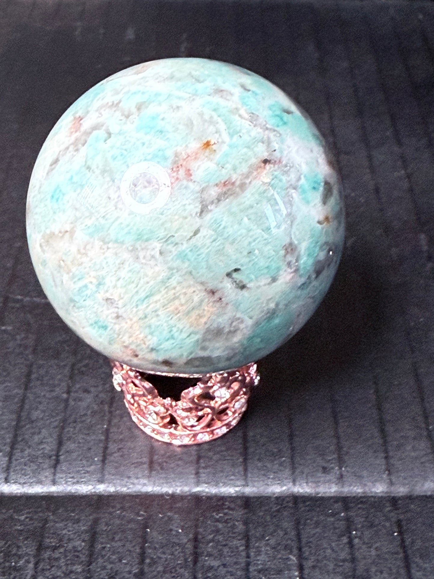 Amazonite with Smokey Quartz Sphere