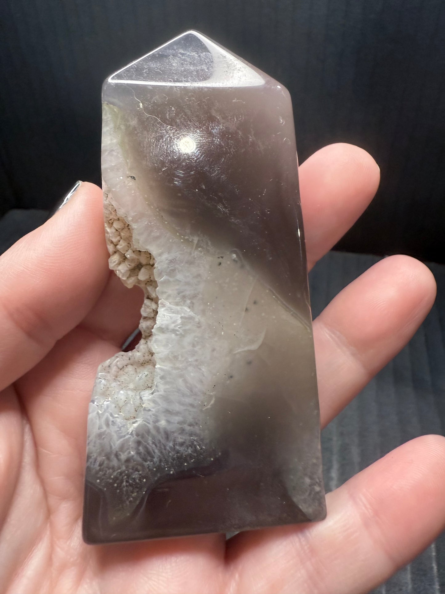Black Druzy Agate Tower