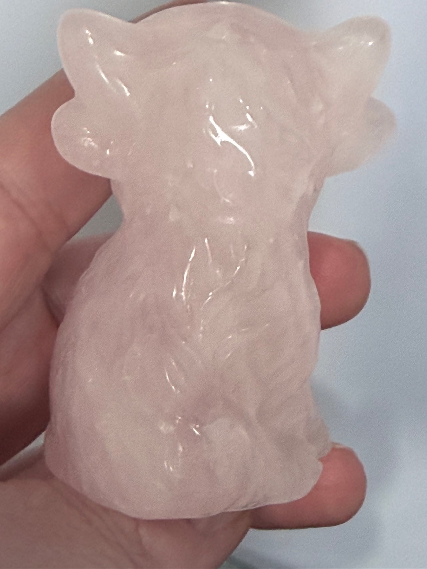 Rose Quartz Sitting Cow Carving – 6cm