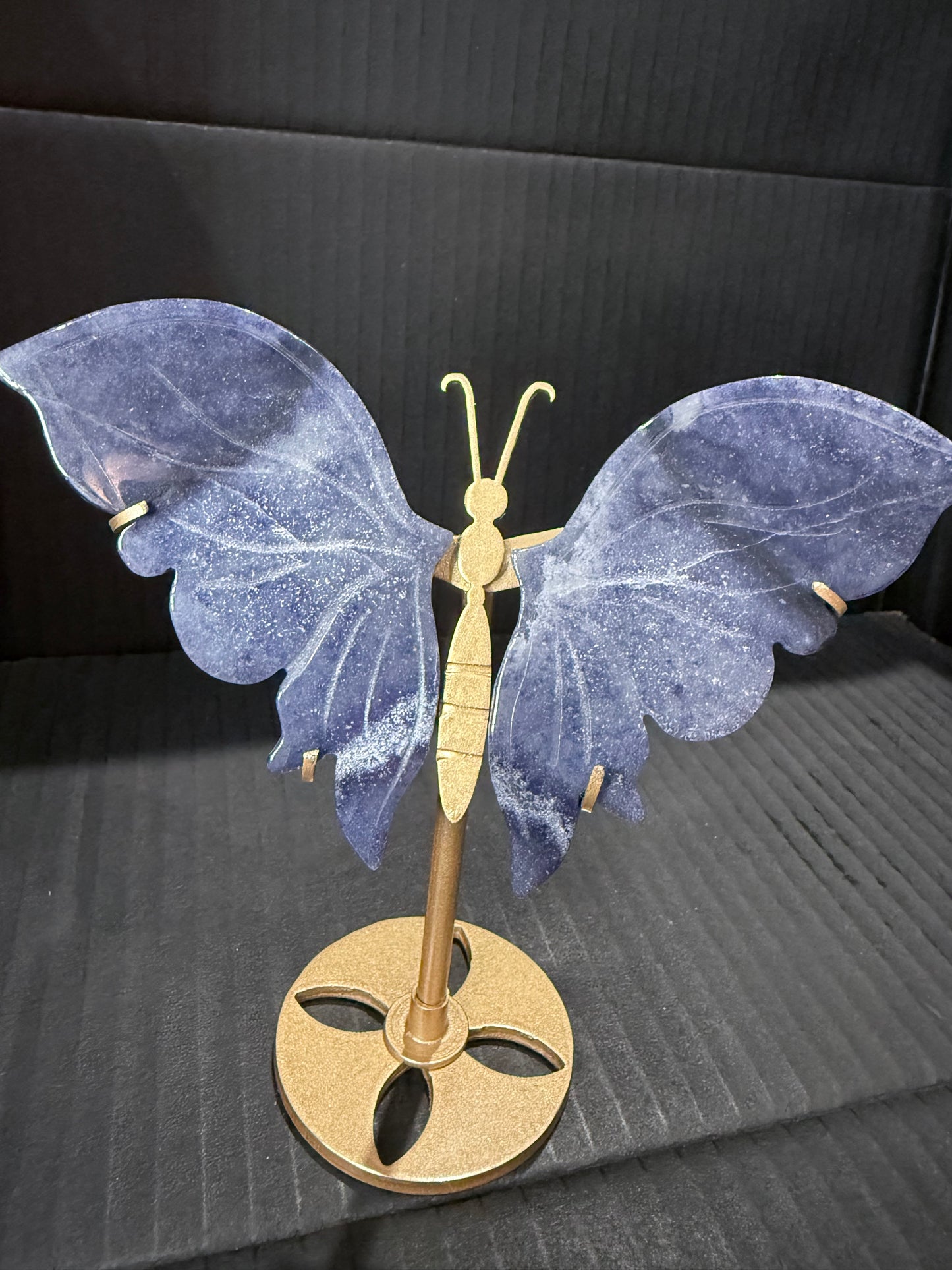 Blue Aventurine Butterfly on stand