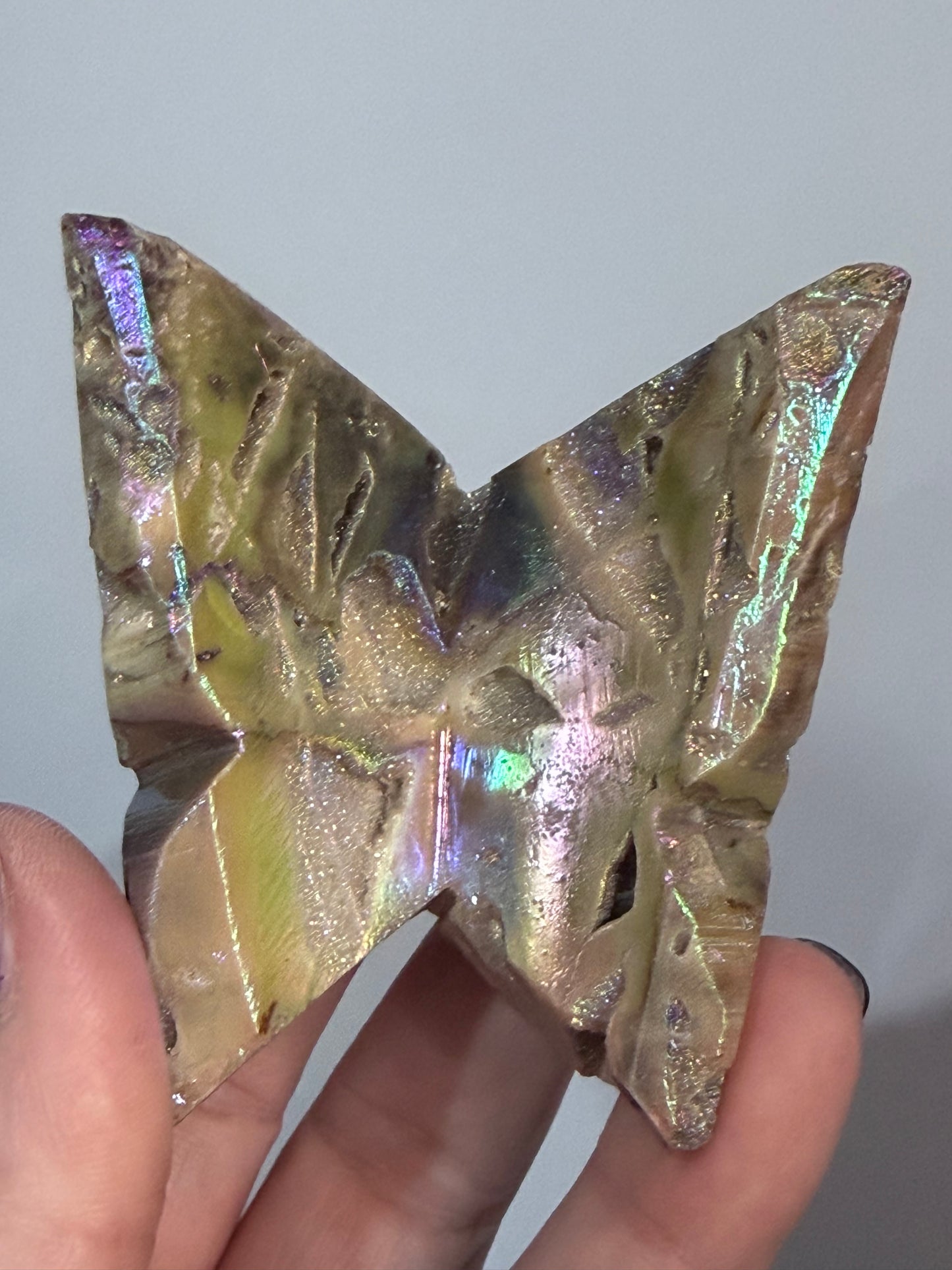 Aura Sphalerite Druzy Butterfly Carving F