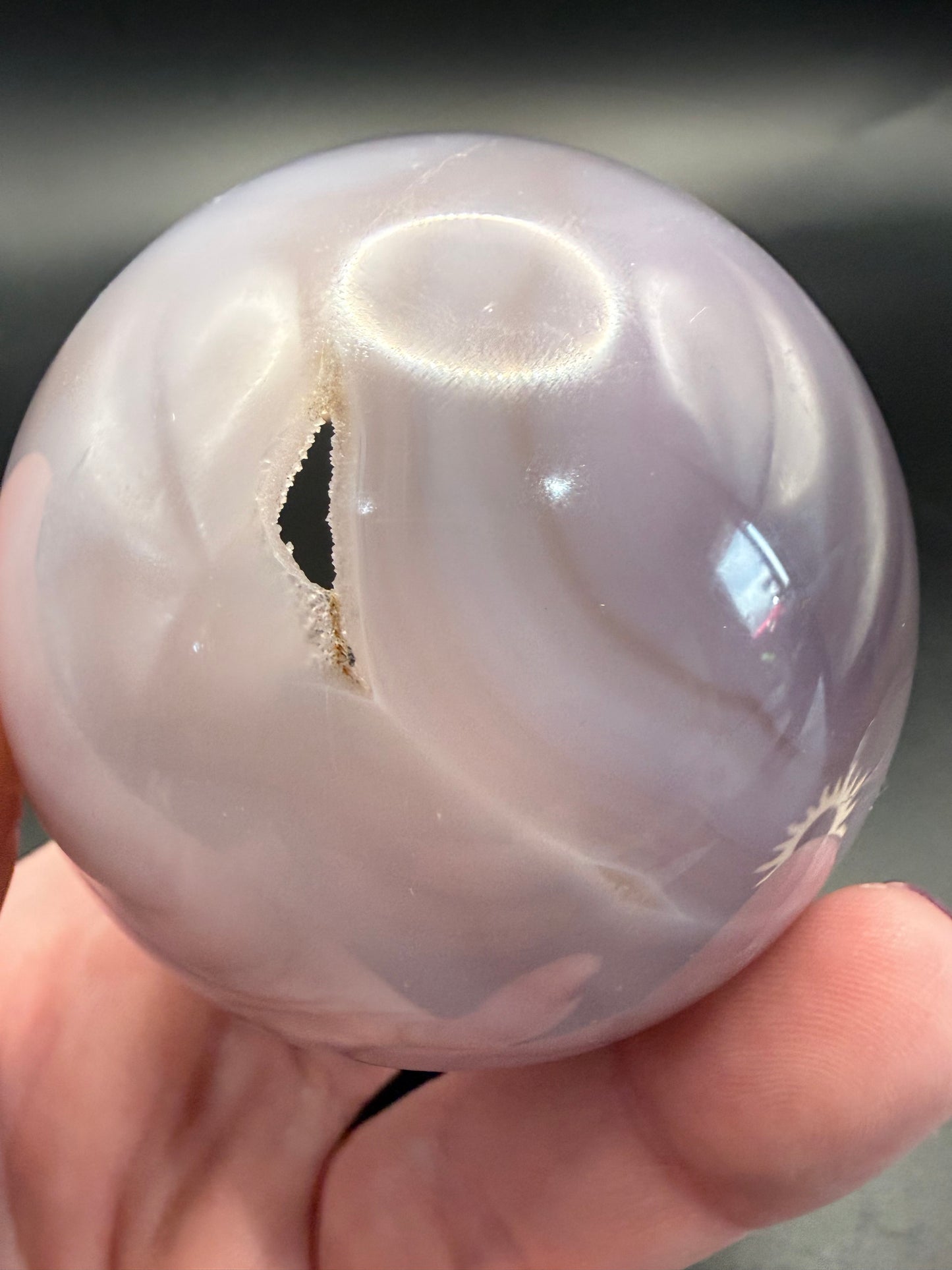 Pink Banded Agate Druzy Sphere