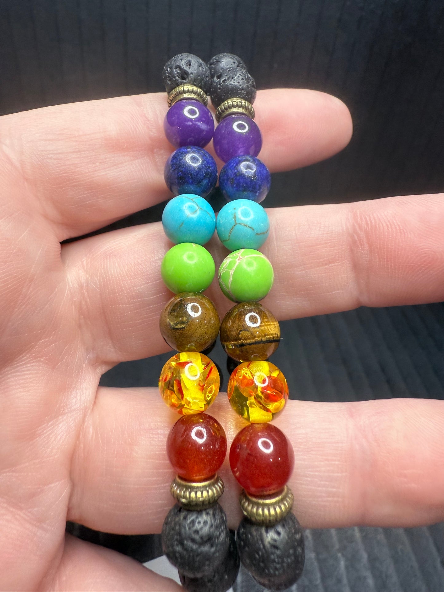 Lava stone bracelet 7 Chakras 8mm
