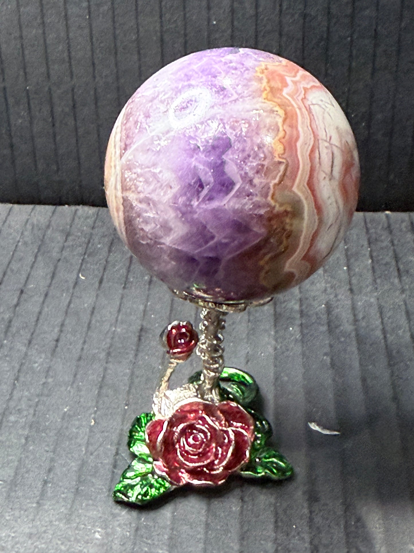 Amethyst with Crazy Lace Agate Sphere 5.3cm