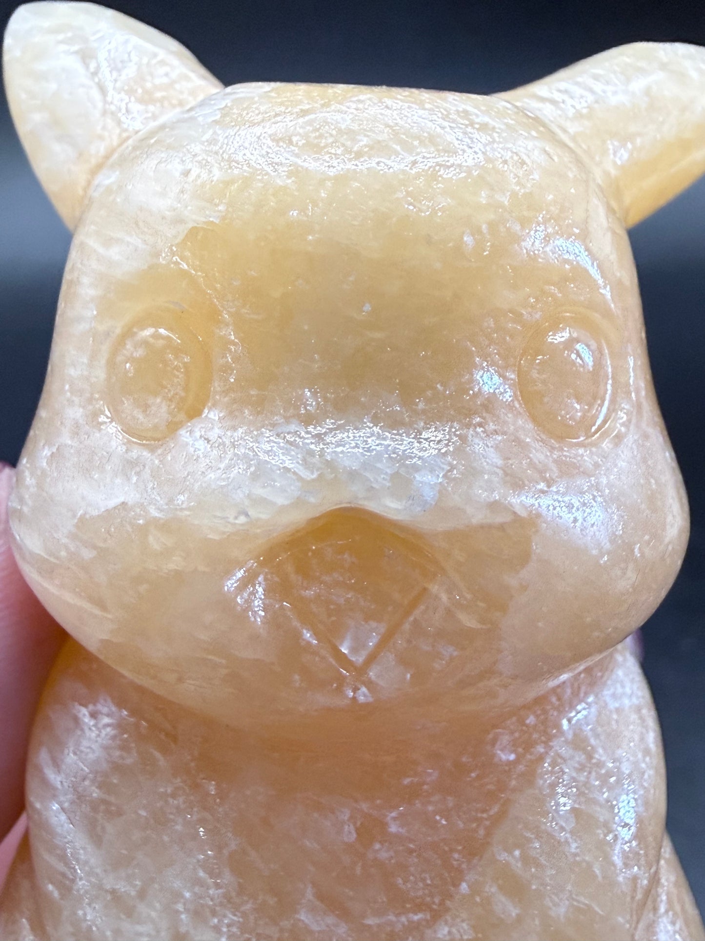 Yellow Calcite Pikachu Carving