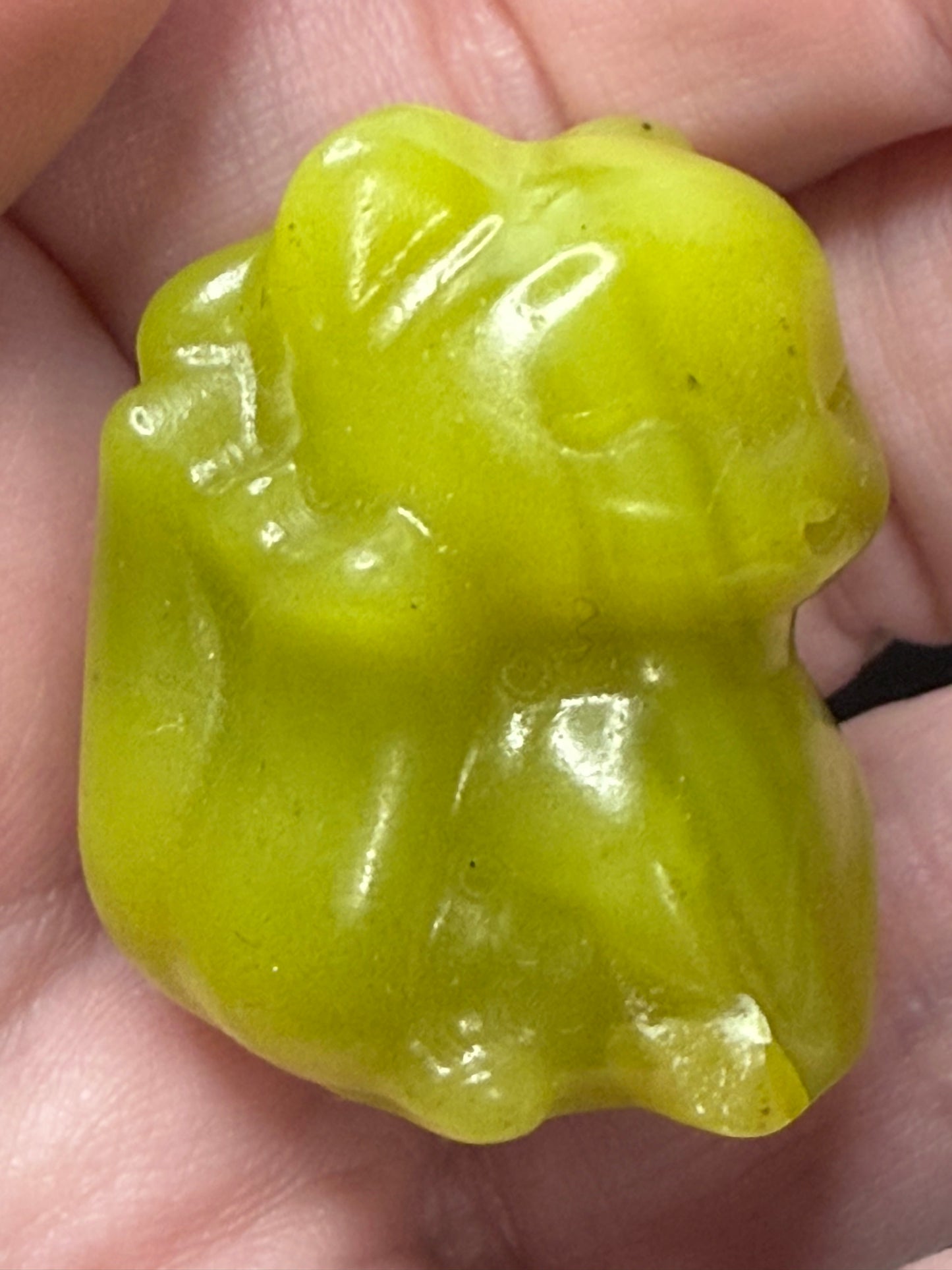 Lime Green Jade 9 Tail Fox Carving