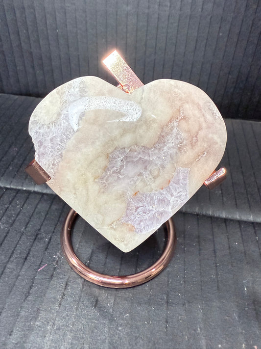 Pink Amethyst Heart on stand
