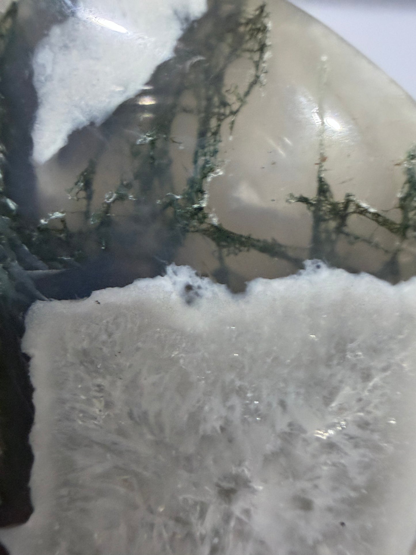 Moss Agate Druzy Heart with Stand 9.2cm -