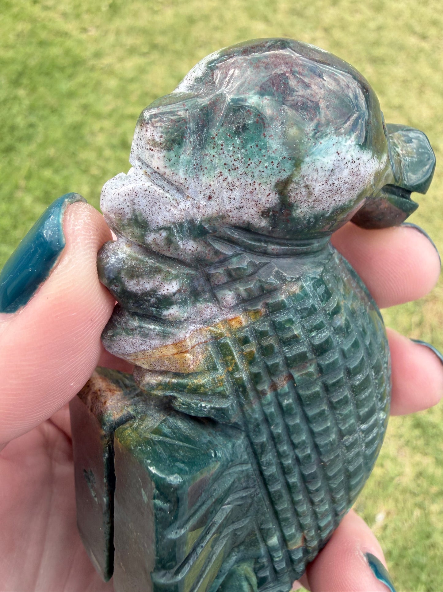 Ocean Jasper Seahorse on Silver Zodiac Stand 17cm on stand