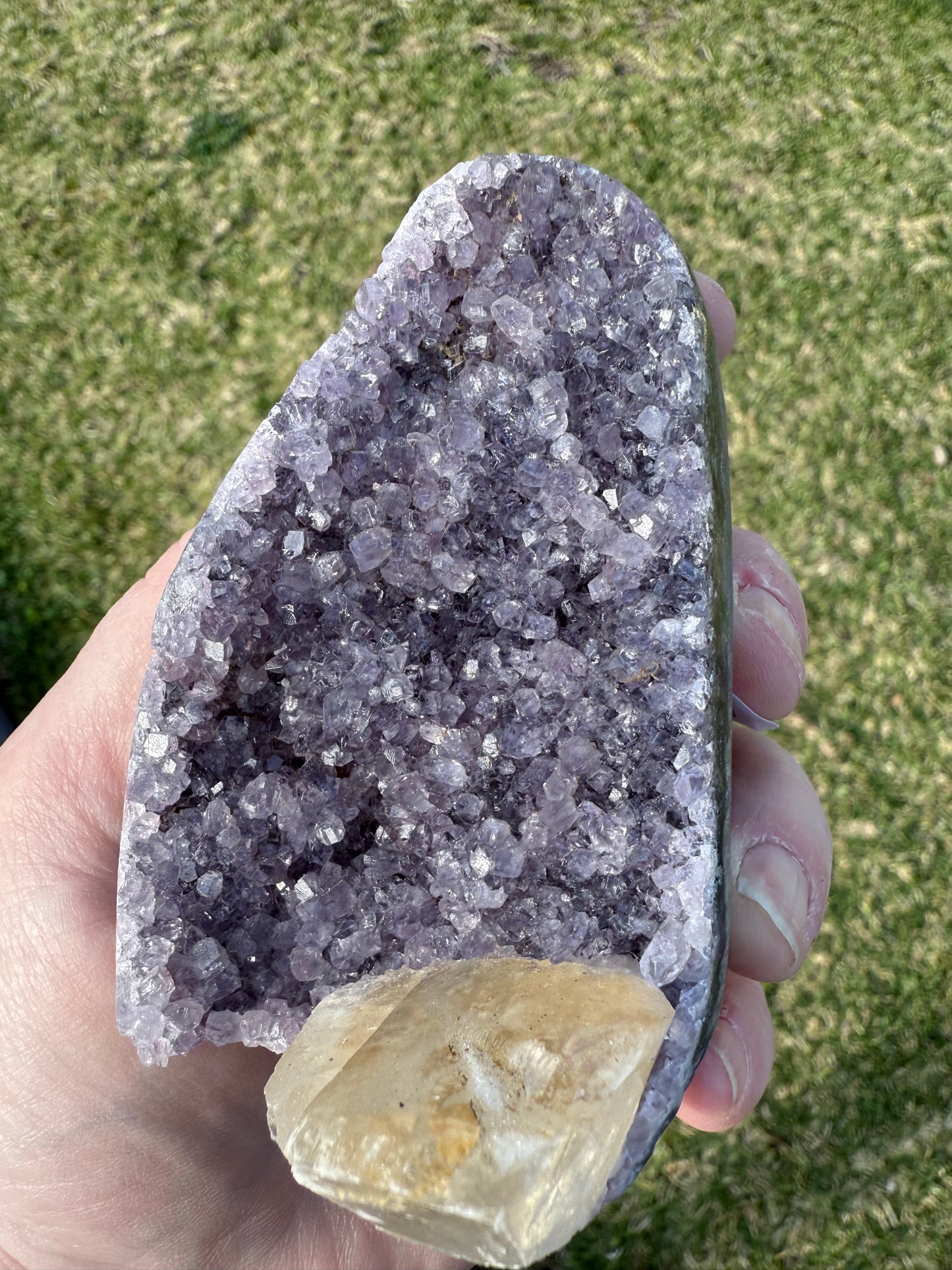 Rainbow Amethyst with Calcite Point ā 304g