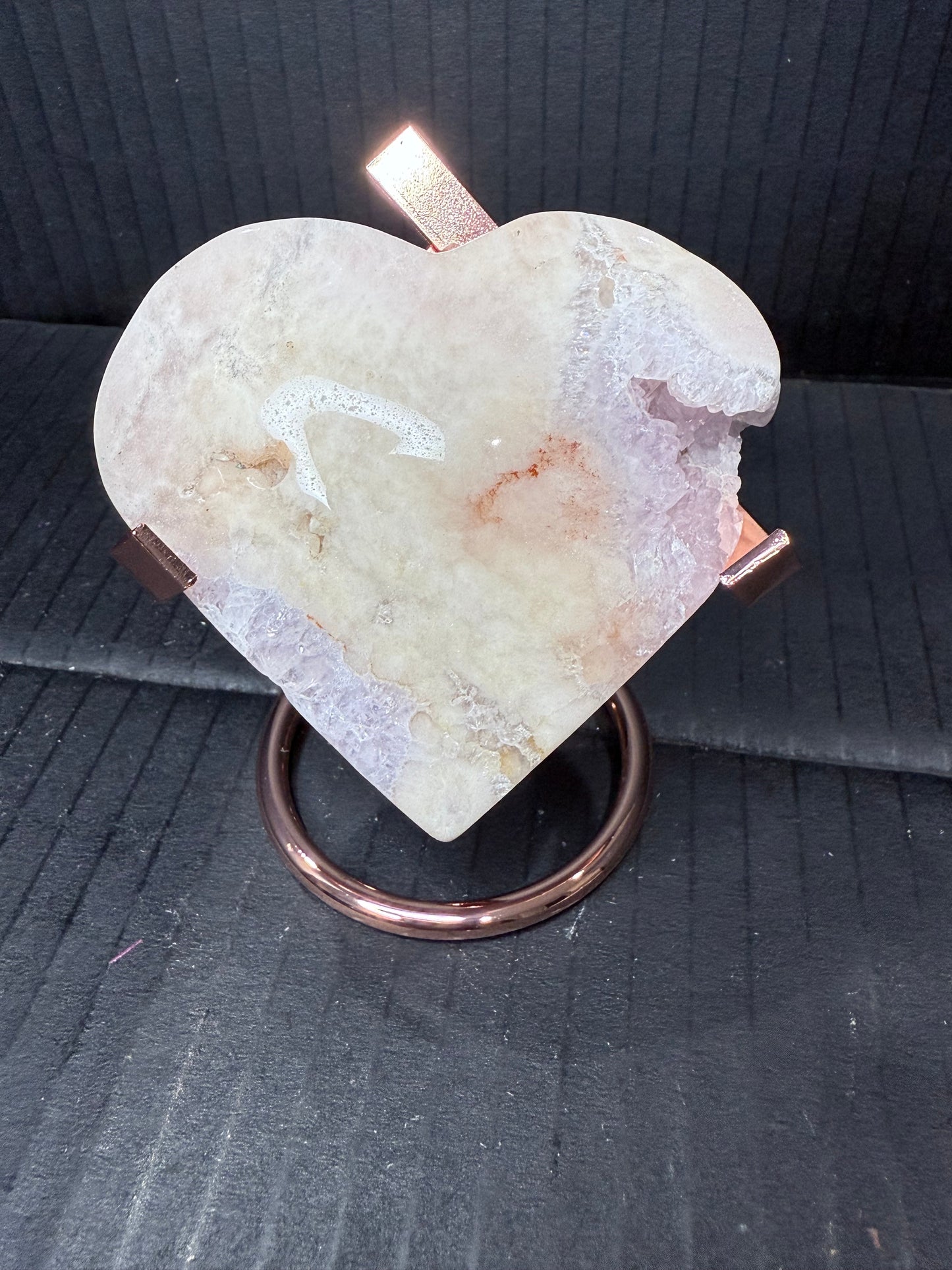 Pink Amethyst Heart on stand