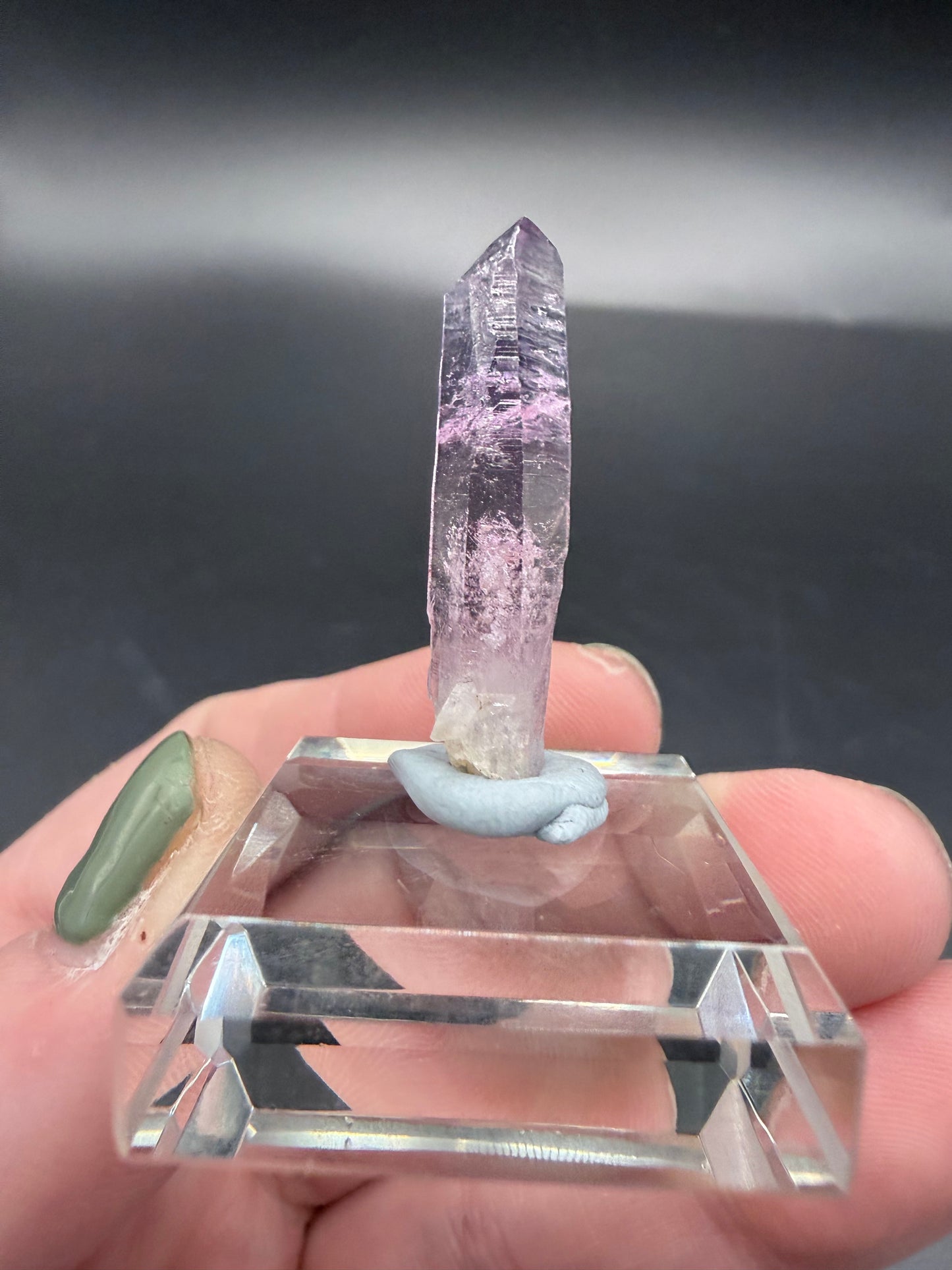 Vera Cruz Amethyst Point on Glass Display