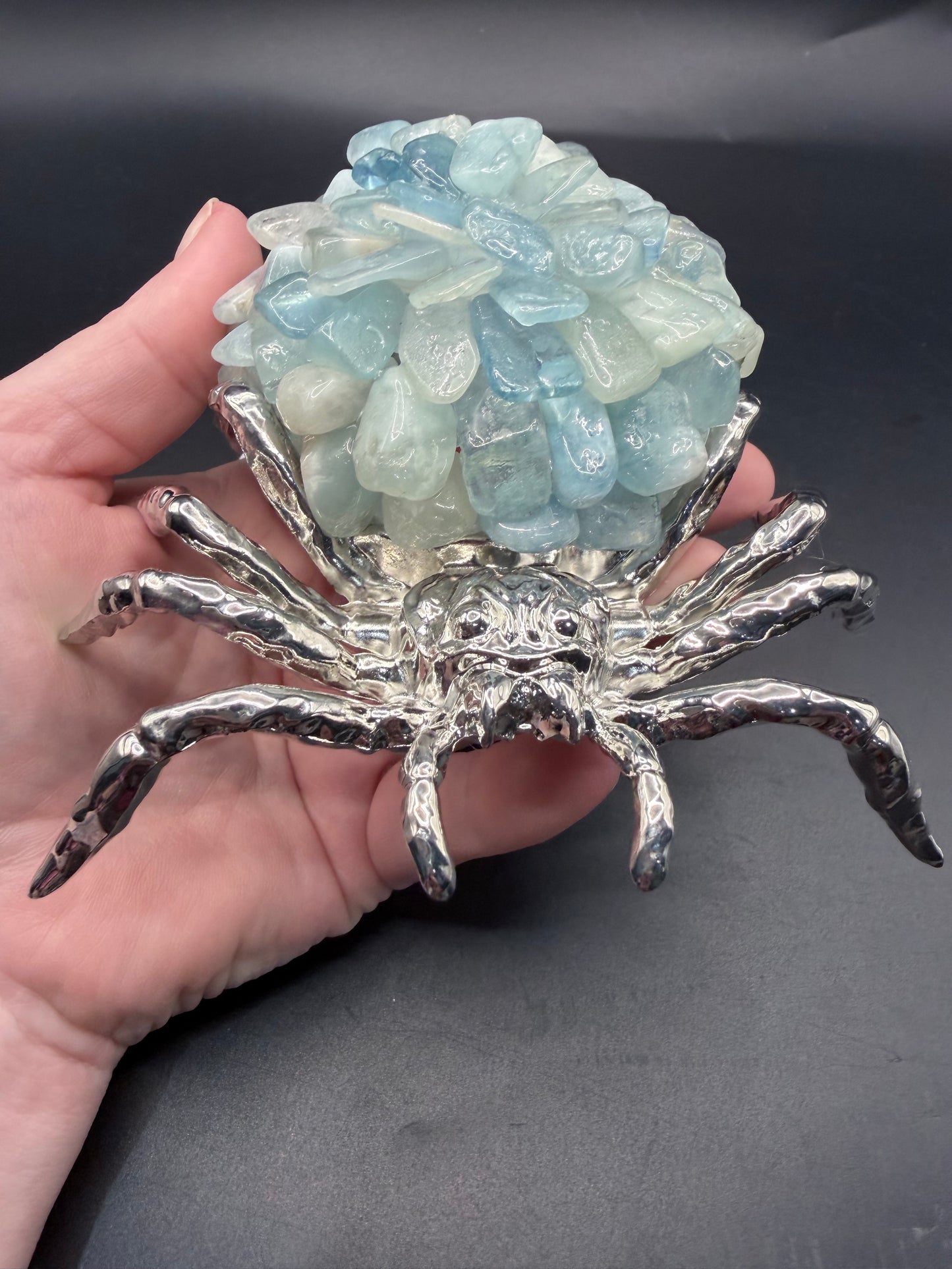 Aquamarine Crystal Spider Lamp