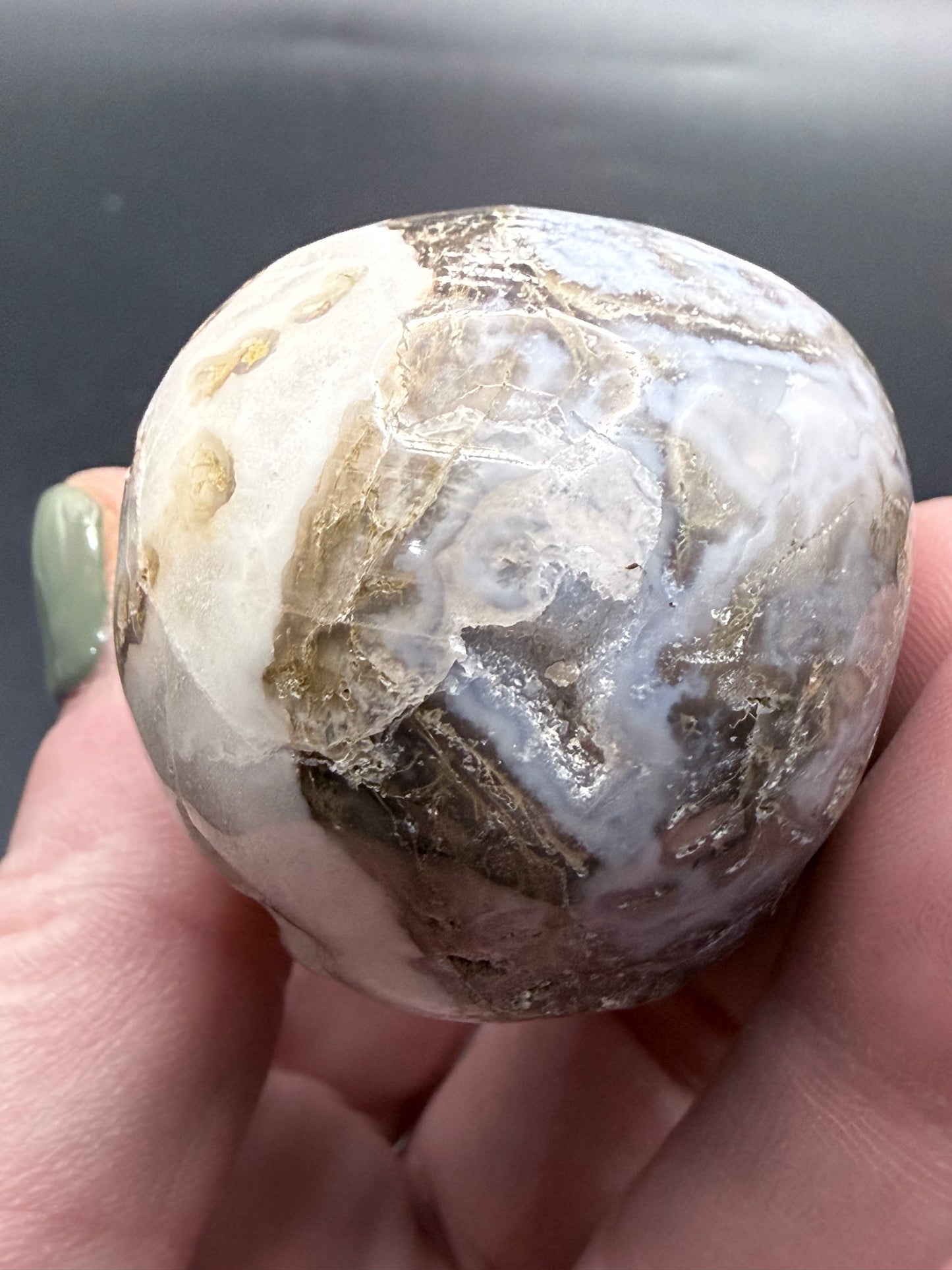 Moss Agate Skull Carving – 120g | 5.5 × 5cm