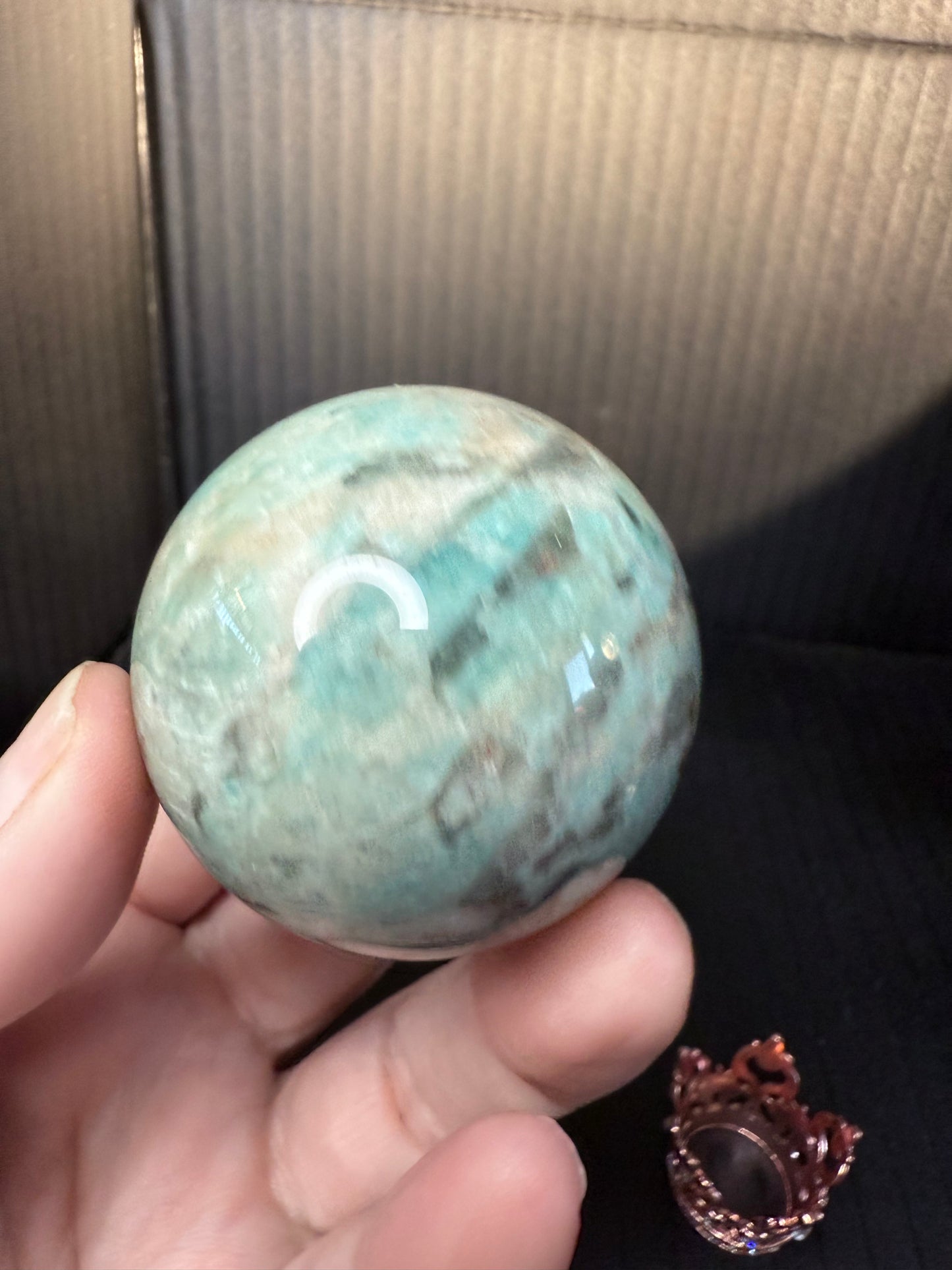 Amazonite with Smokey Quartz Sphere