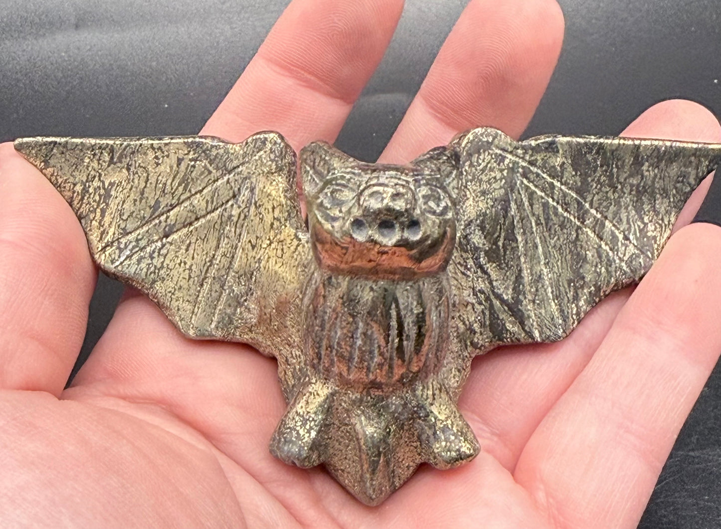 Pyrite Crystal Bat on Stand