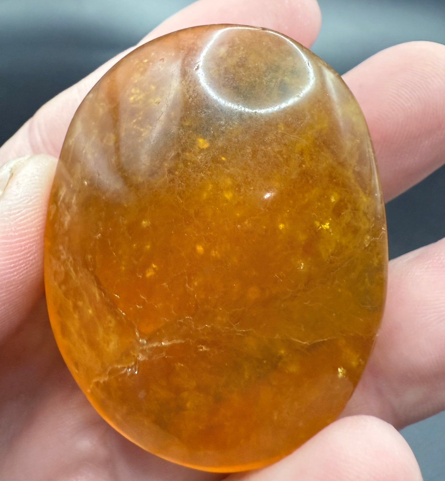 Yellow Fluorite with Mica Palm Stone