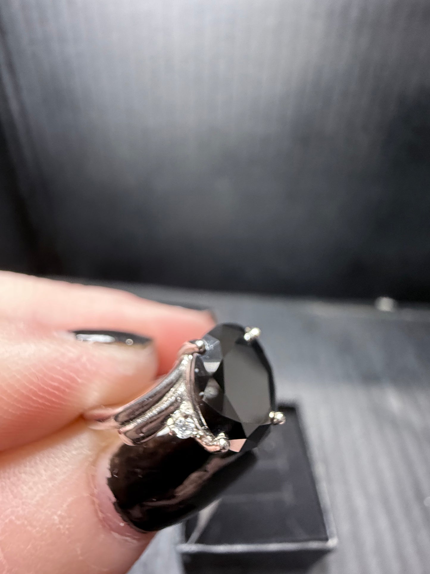 Black Moissonite Diamond Ring