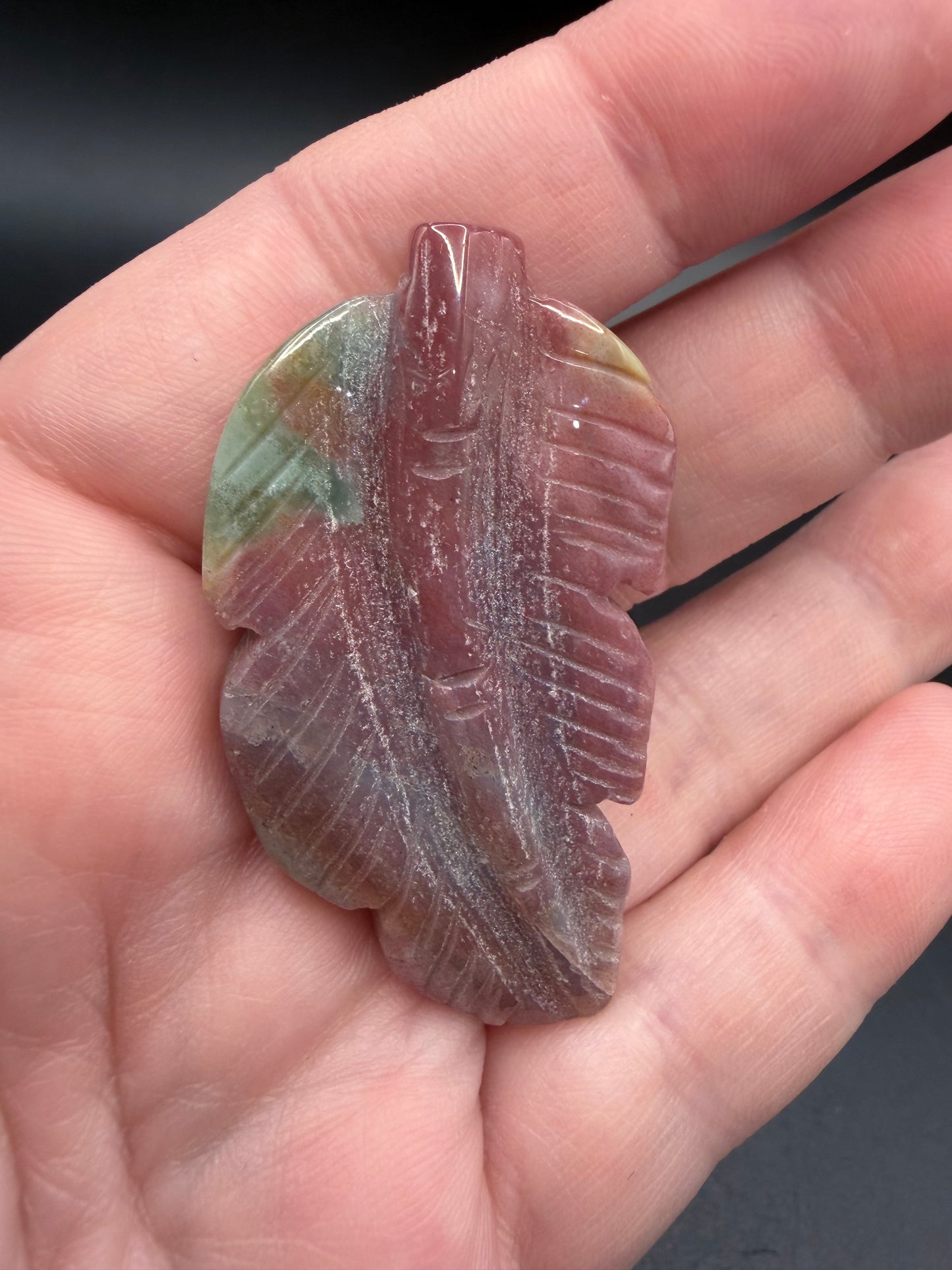 Ocean Jasper Feather Carving