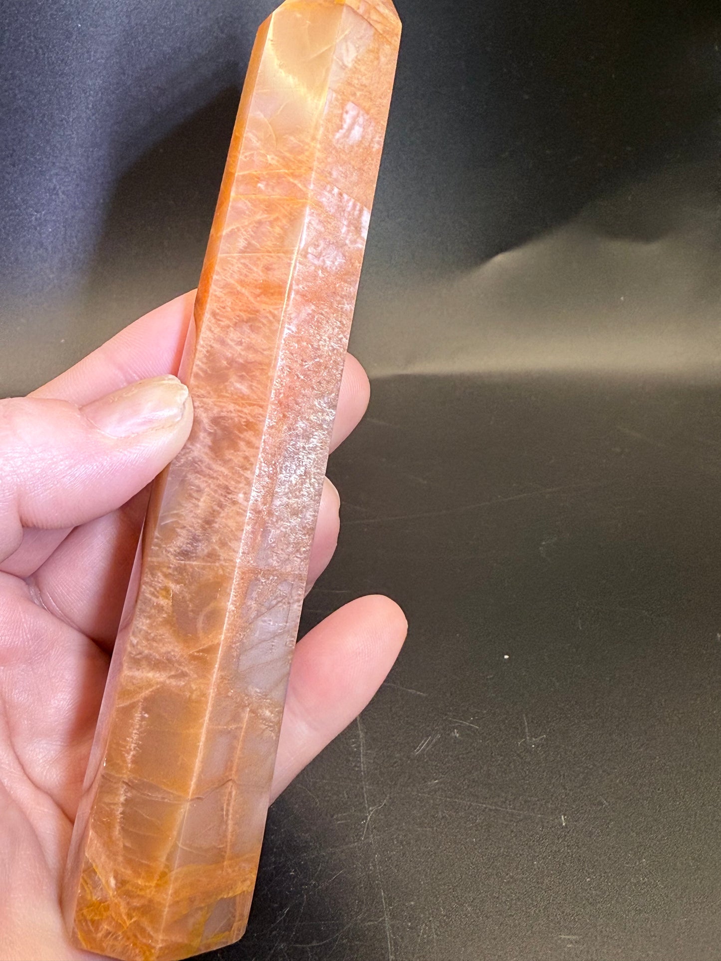 Peach Moonstone Tower with Blue Flash