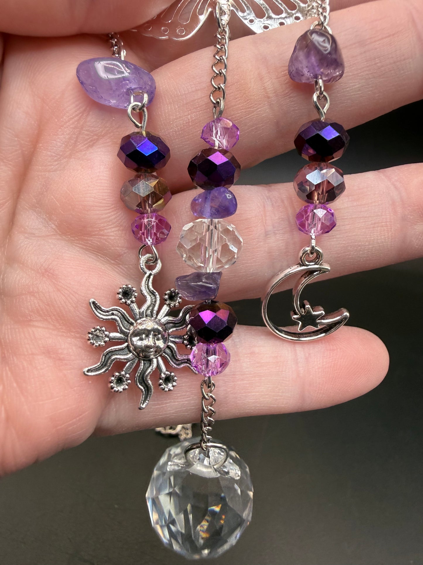 Amethyst & Crystal Butterfly Suncatcher