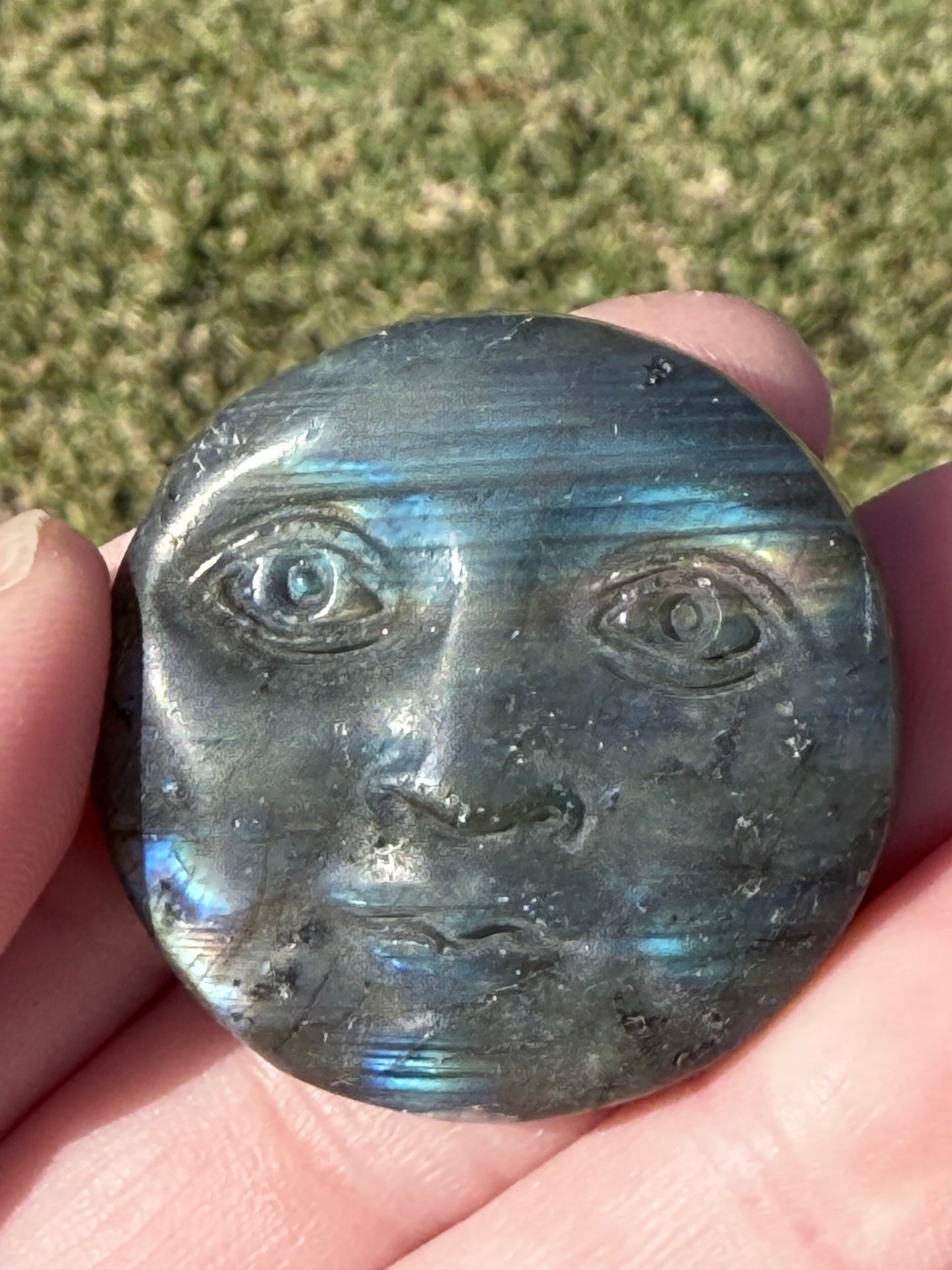 Labradorite moon Face Carving