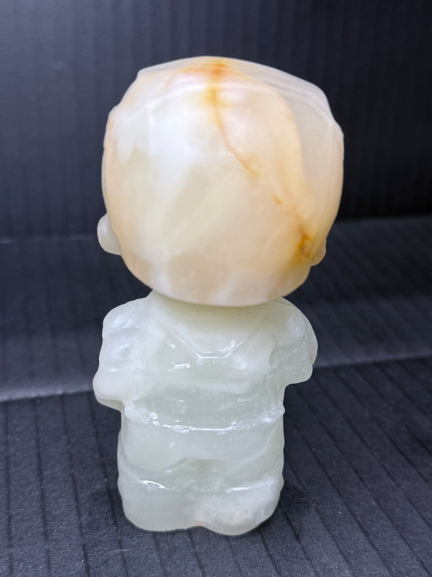 White Calcite with Honey “Captain America” Carving (10cm | 300g)