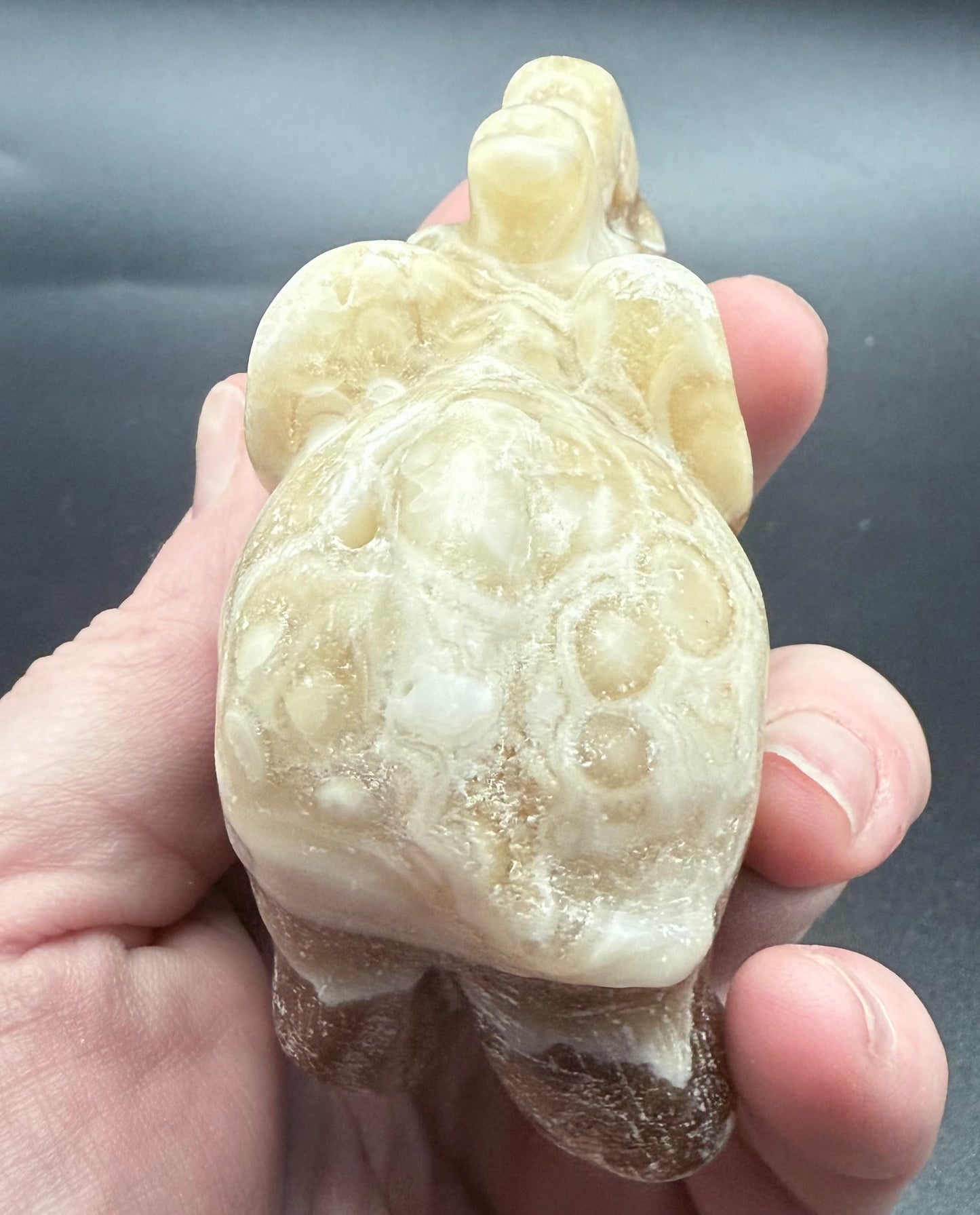 Chocolate Banded Calcite Elephant Carving