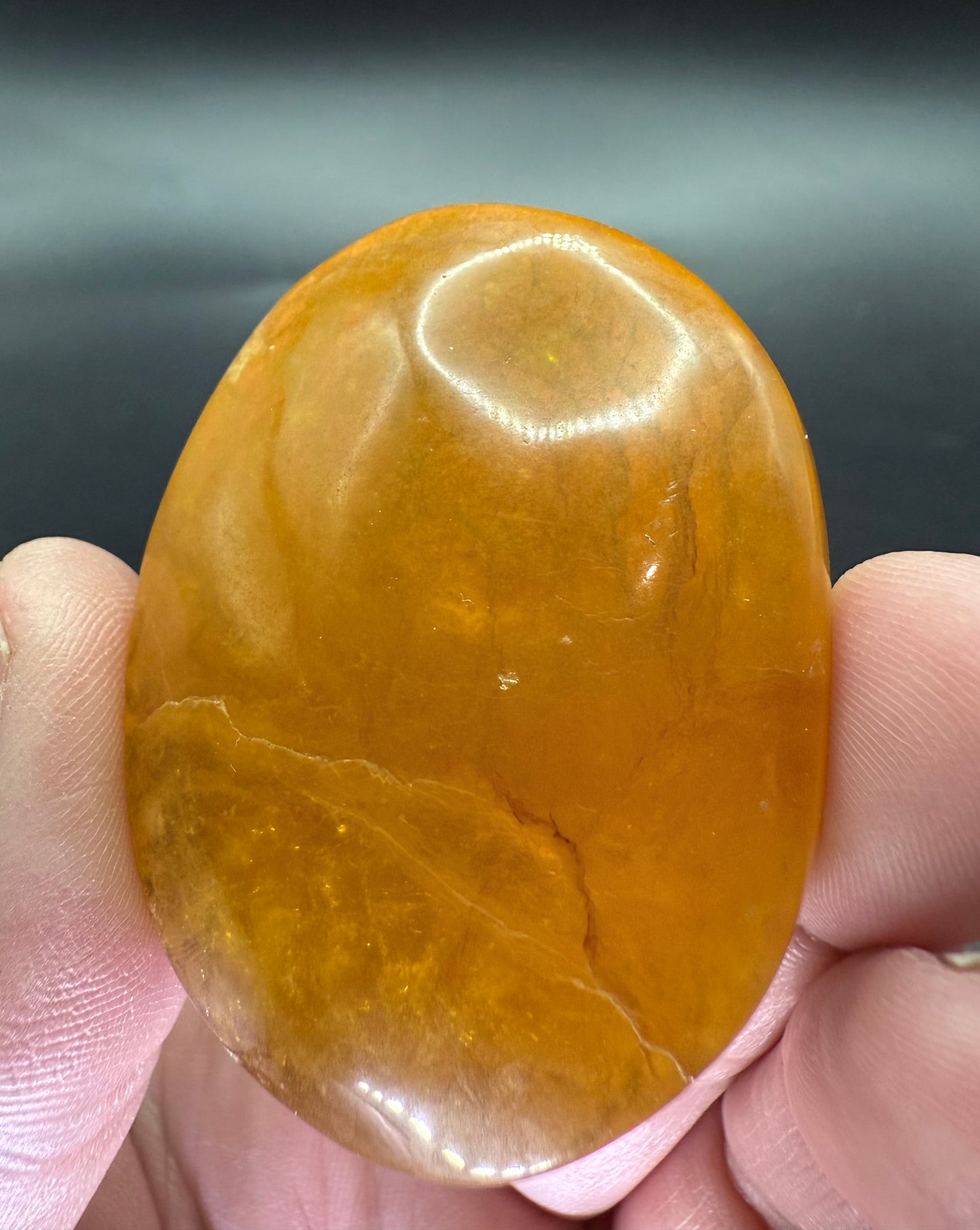 Yellow Fluorite with Mica Palm Stone