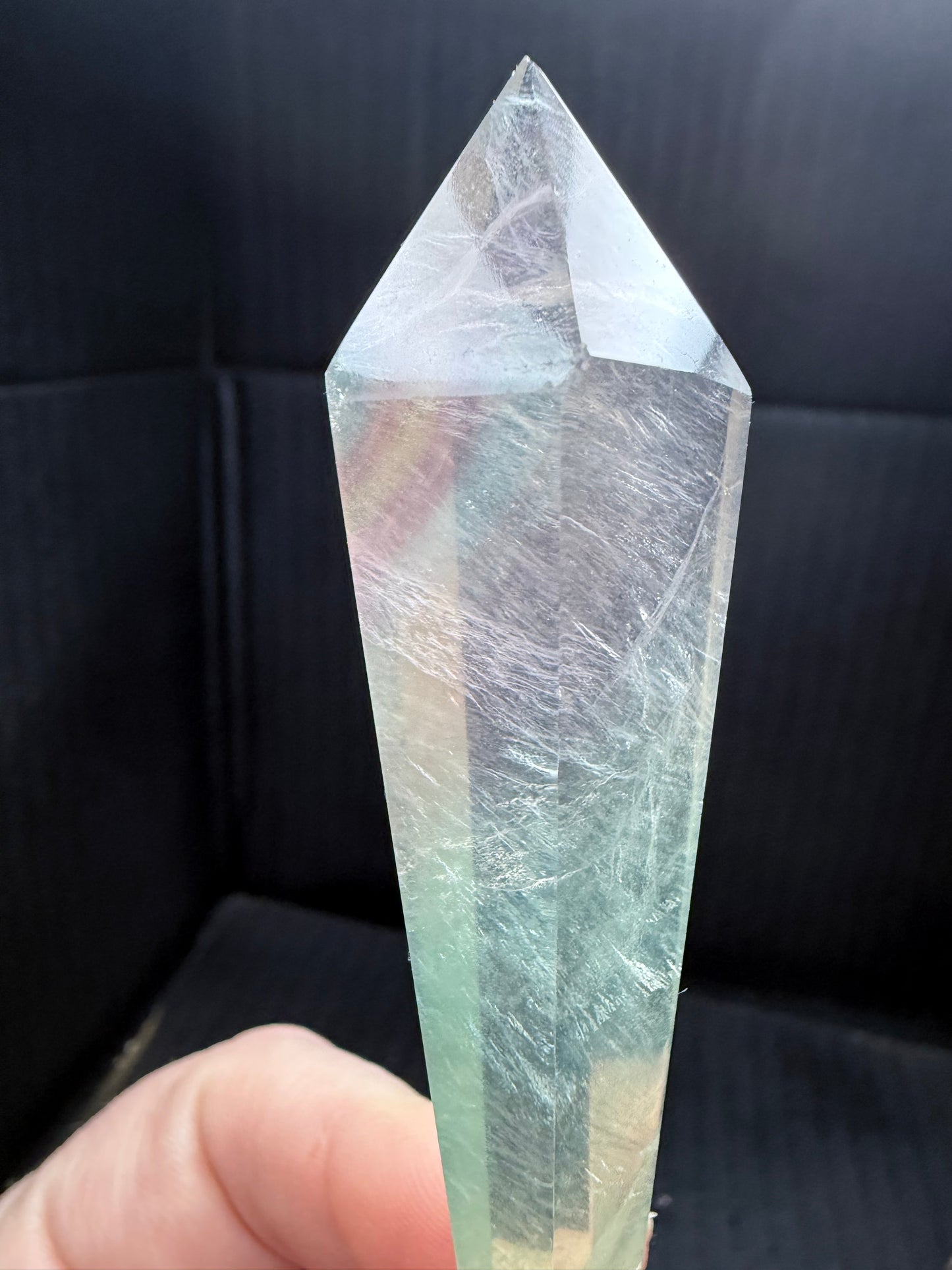 Watermelon Fluorite Wand on stand