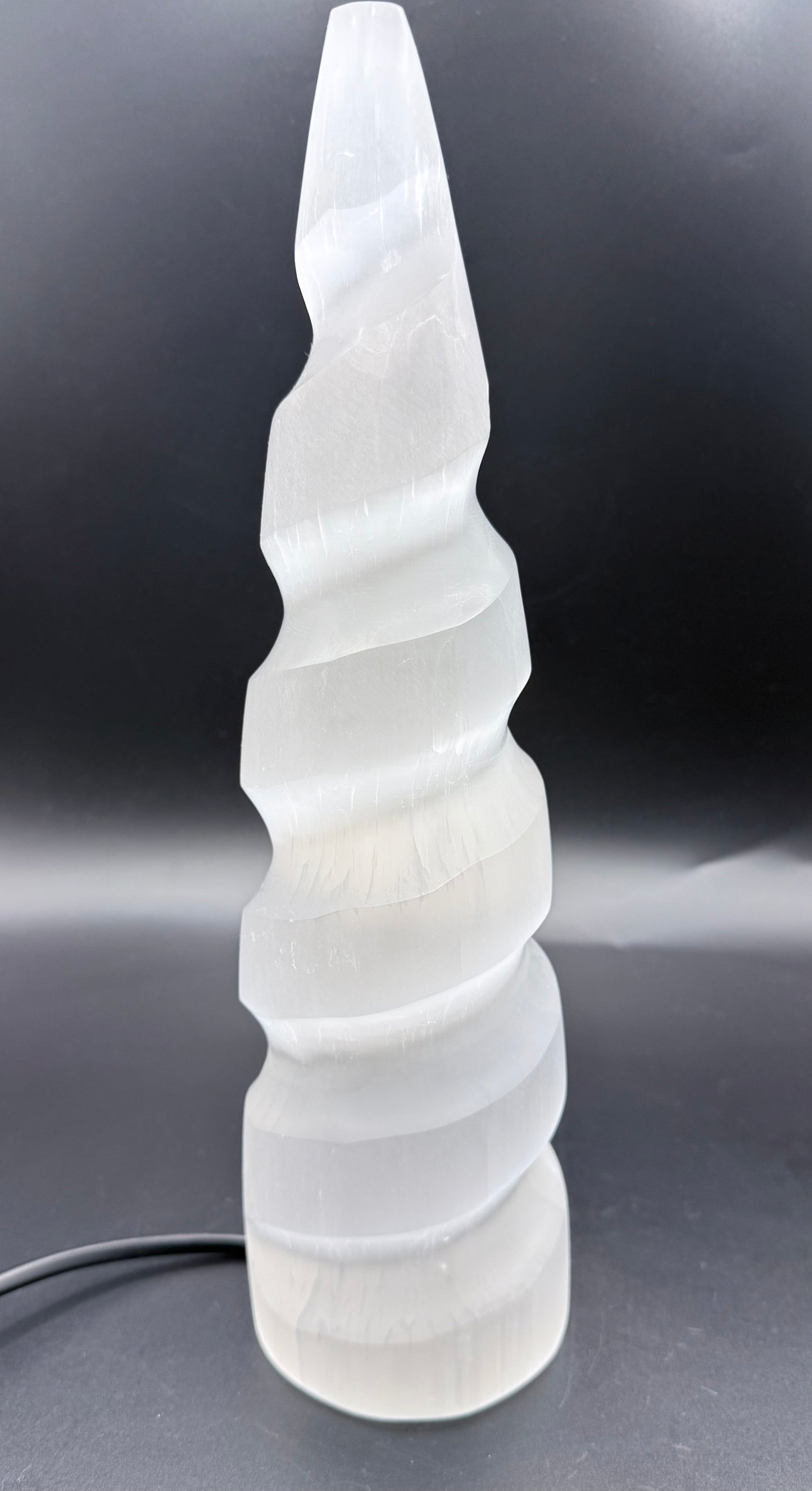 Selenite Spiral Tower Lamp
