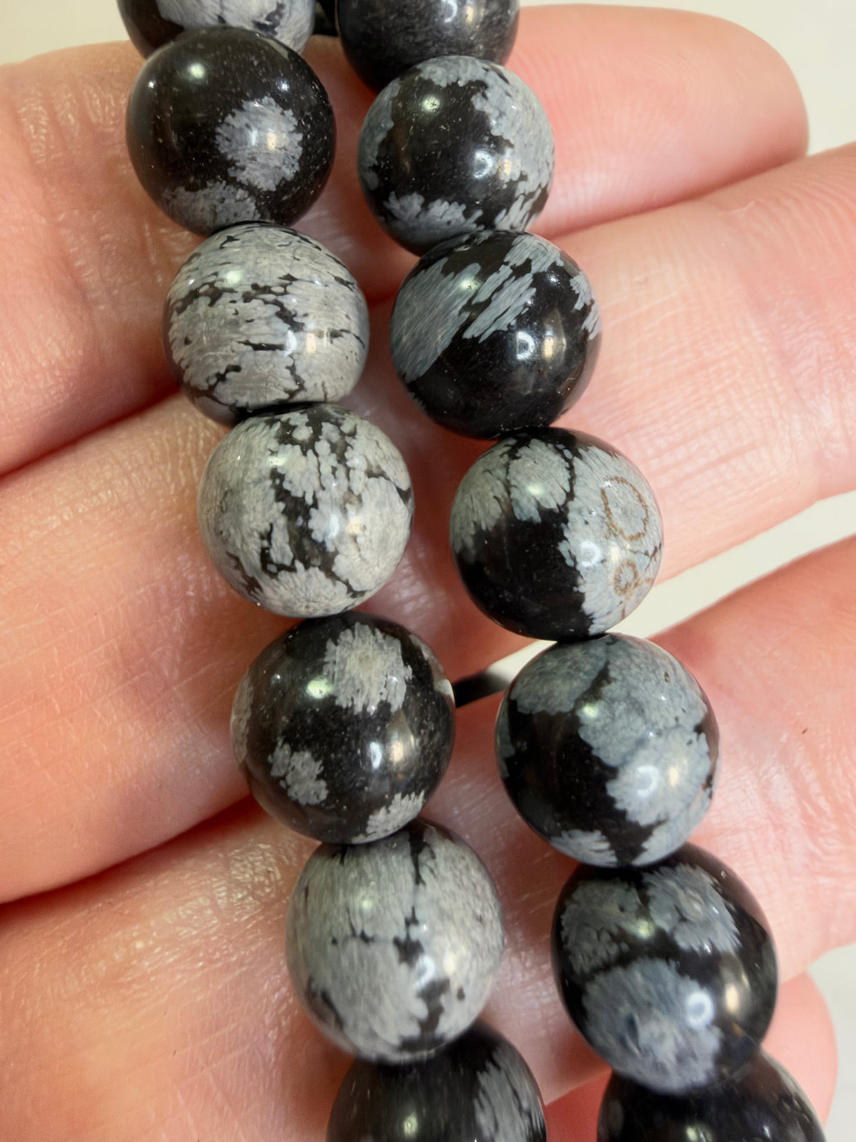 8mm Snowflake Obsidian Bracelet