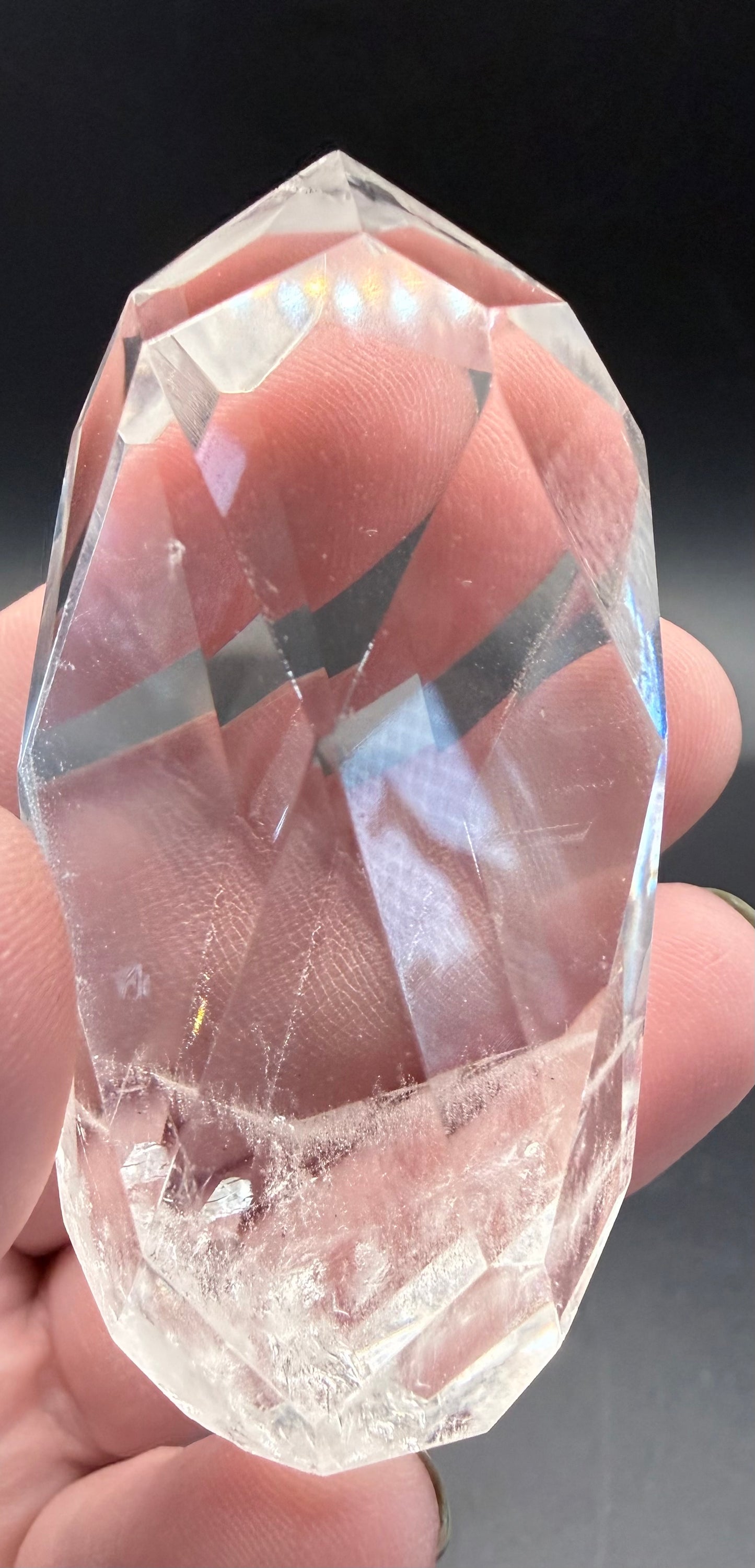 Clear Quartz Polyhedron on Rotating Stand