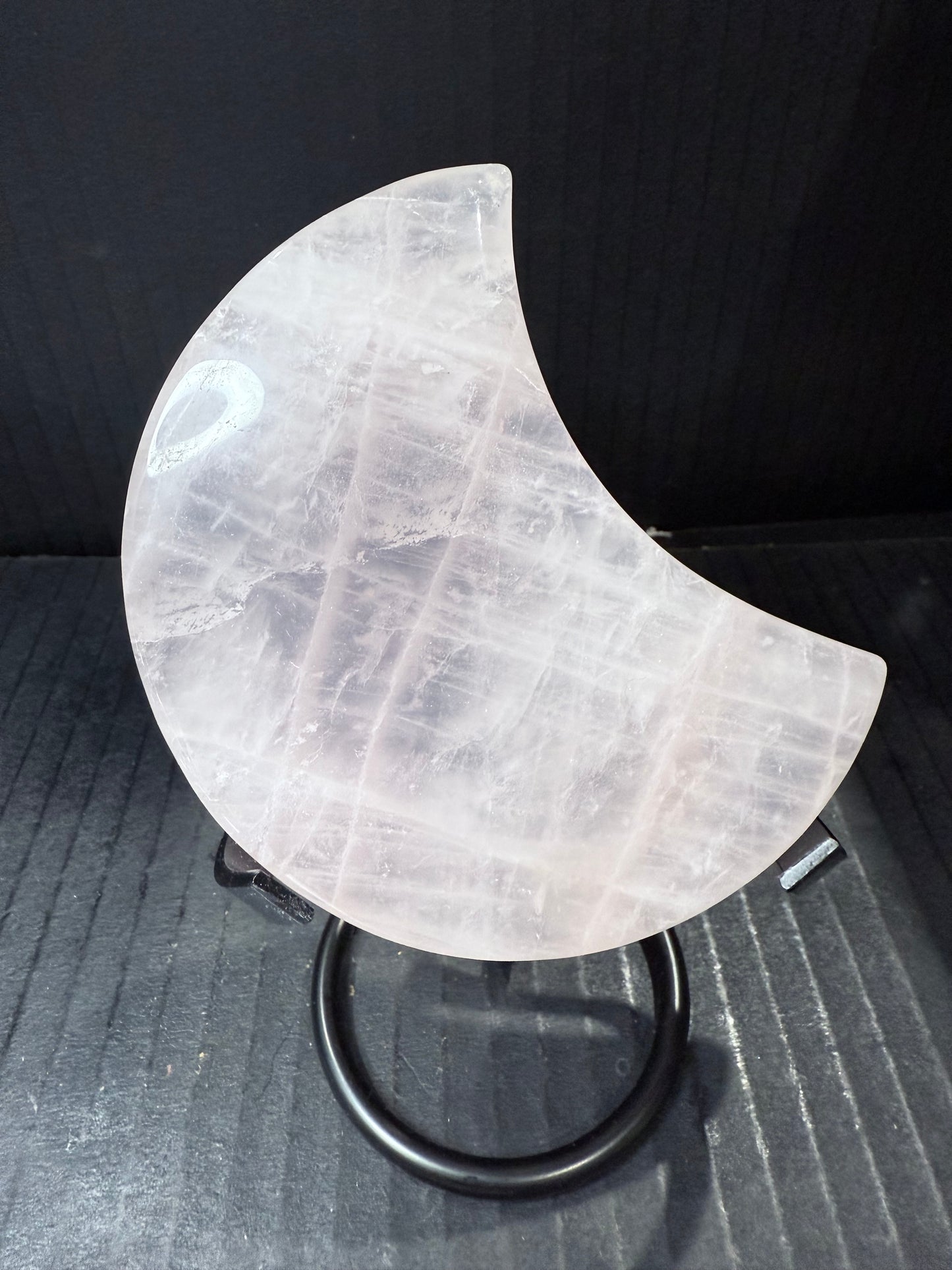 Rose Quartz Moon on stand