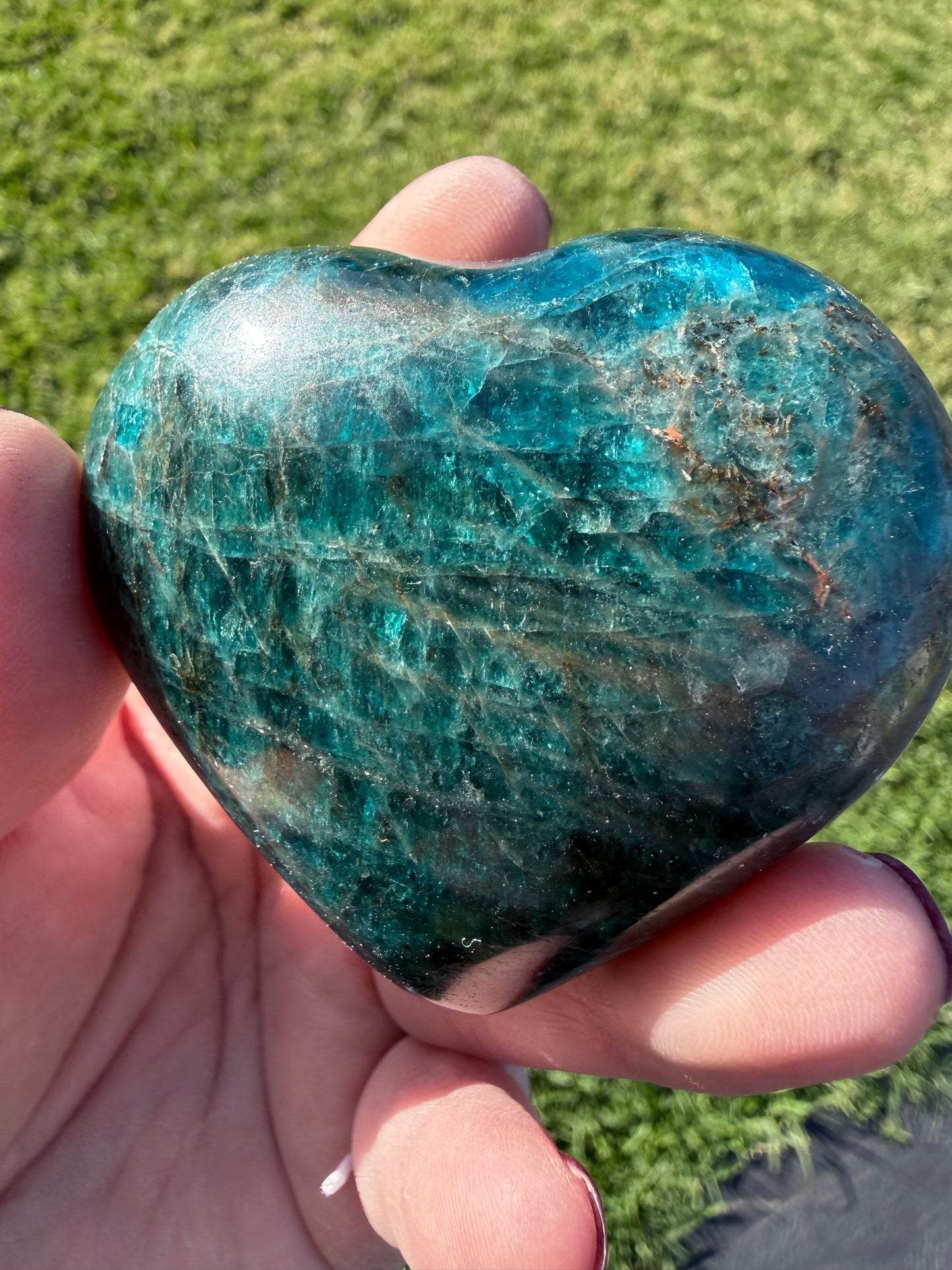 Blue Apatite Heart β 160g | 6.4 x 5.7cm