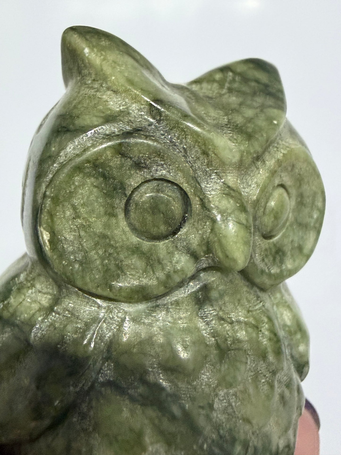 Green Serpentine Owl Carving – 162g