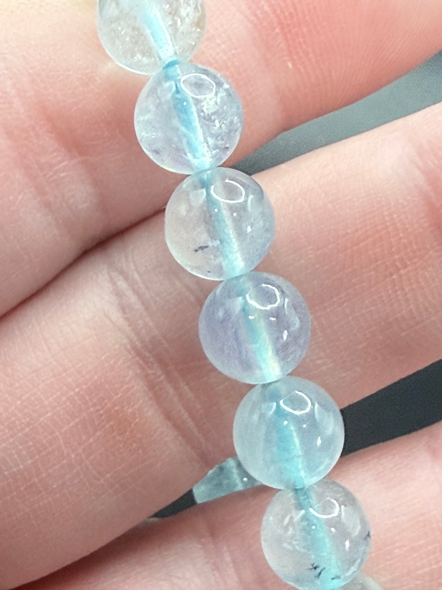 High Quality Aquamarine with Tourmaline Inclusions Bracelet 8mm