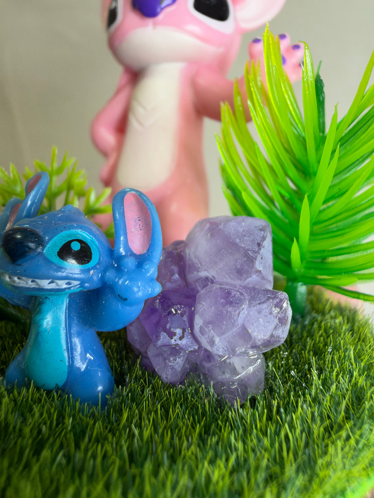 Angel & Stitch Amethyst Crystal Garden – 6cm