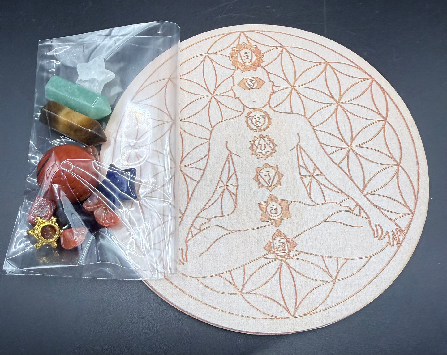 Chakra Crystal Grid Board Set โ 15cm