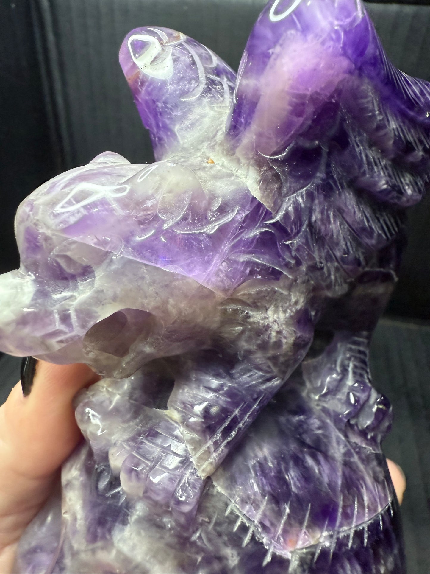 Amethyst Skull with Dragon