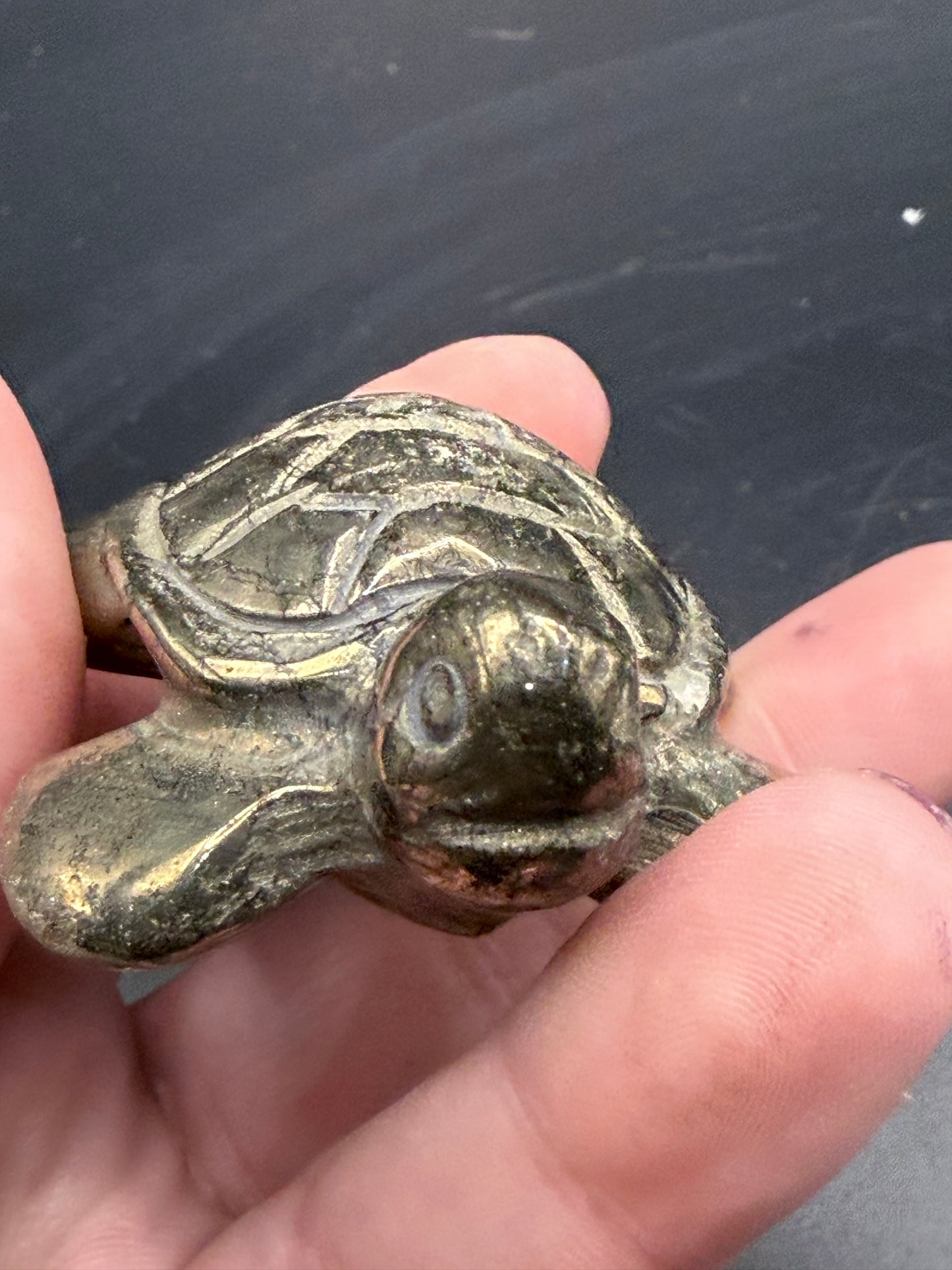 Pyrite Turtle Carving
