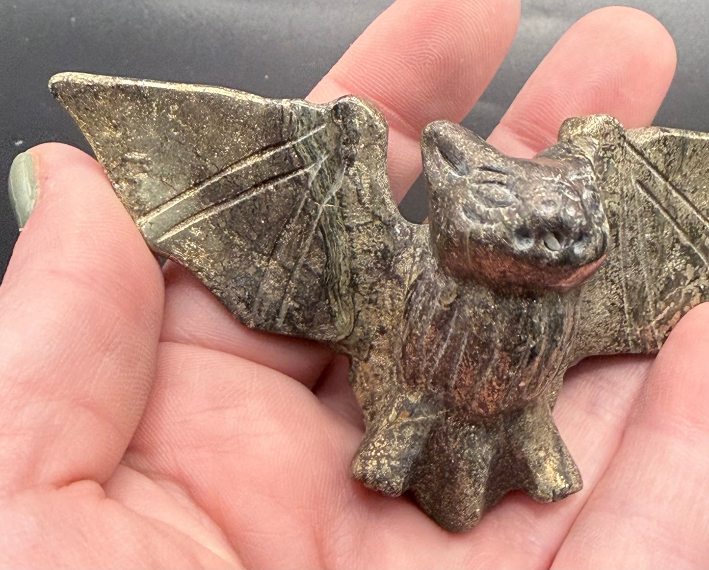 Pyrite Crystal Bat on Stand