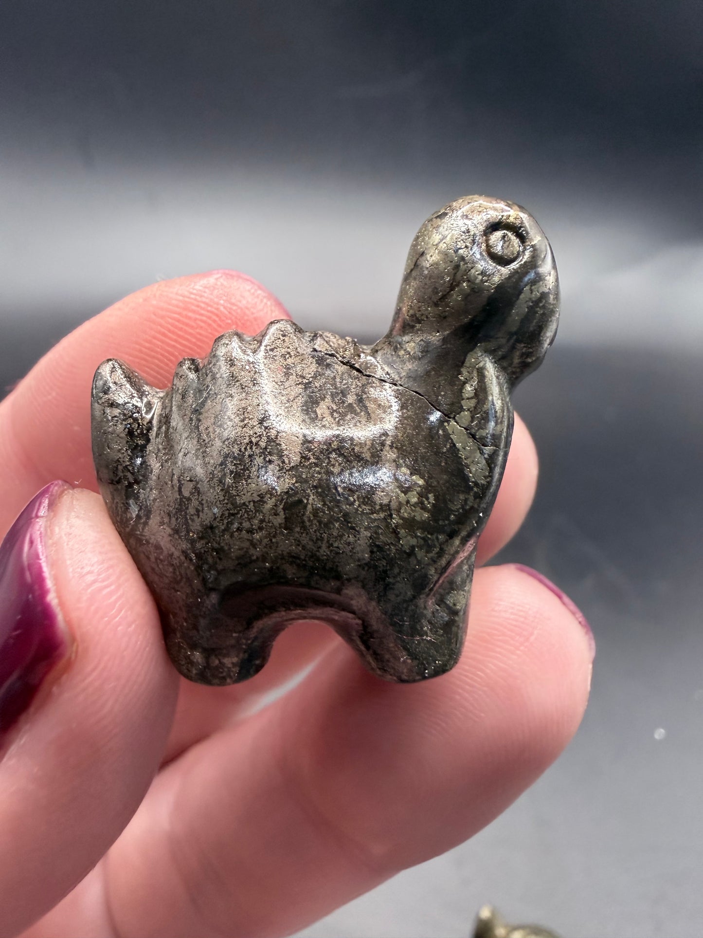 Pyrite Stegosaurus Carving