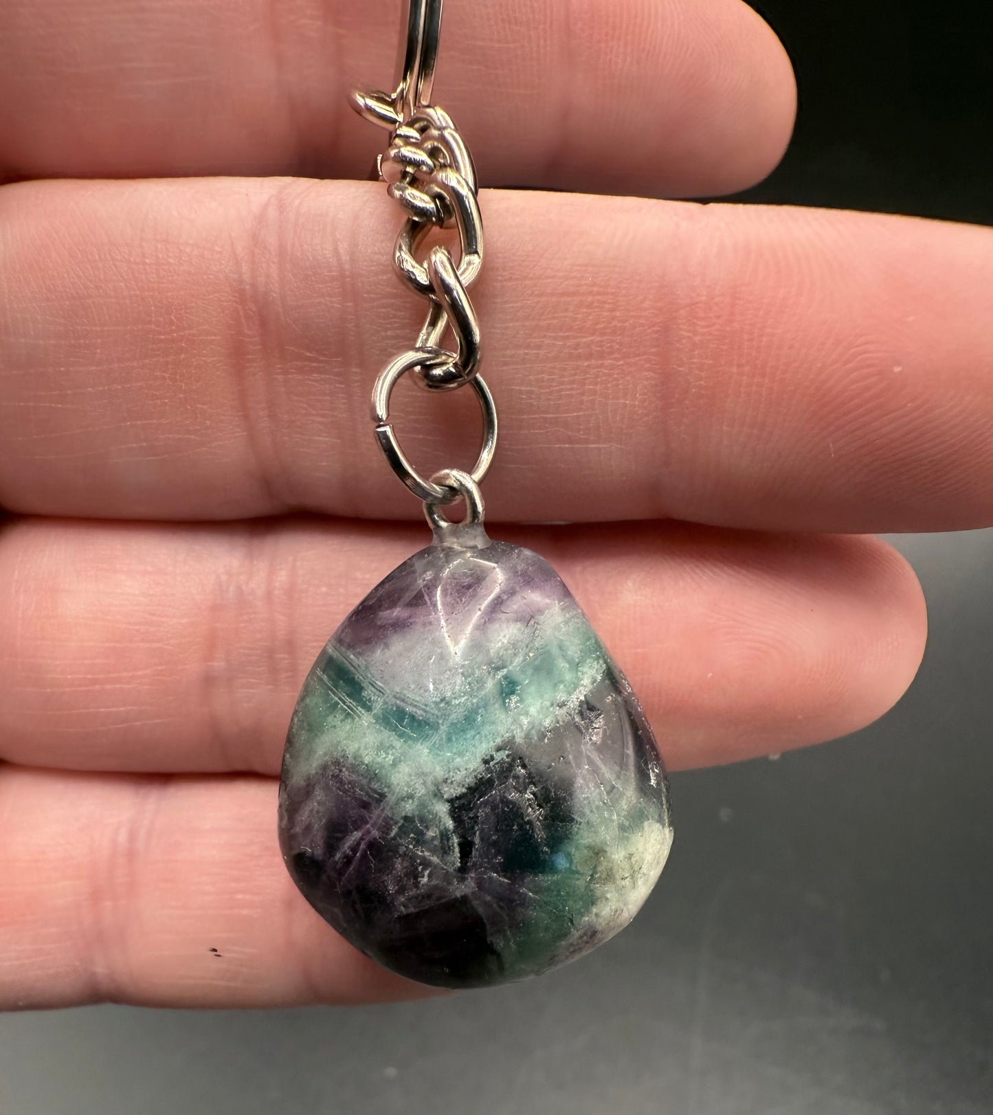 Rainbow Fluorite Keychain