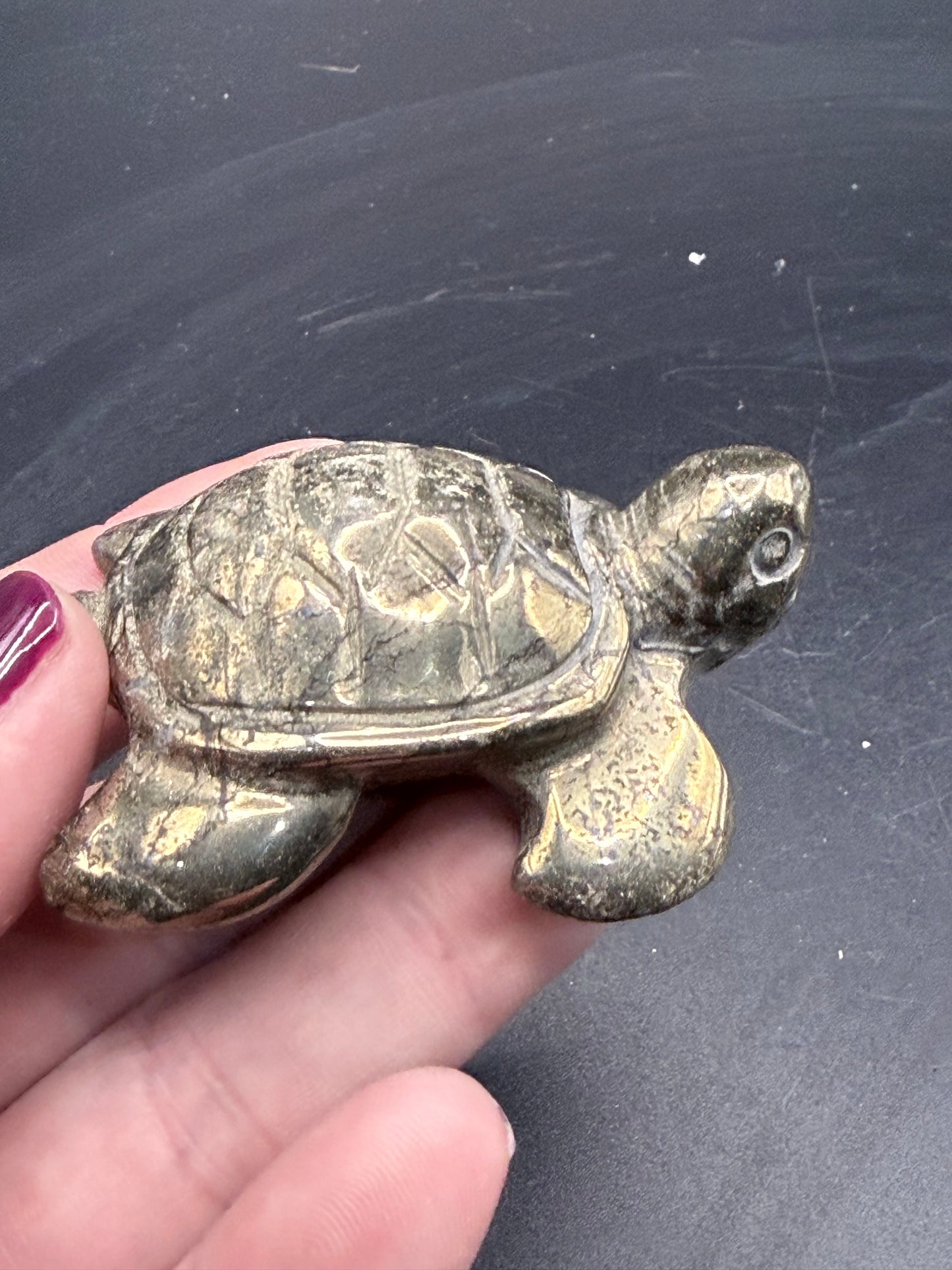 Pyrite Turtle Carving