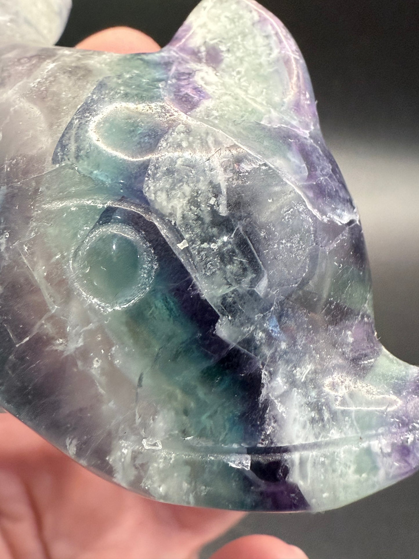 Rainbow Fluorite Dolphin Carving ā 172g | 8.6 x 4.7cm