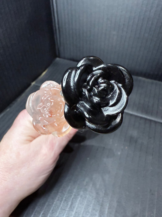 Double Rose in Obsidian and Fire Quartz
