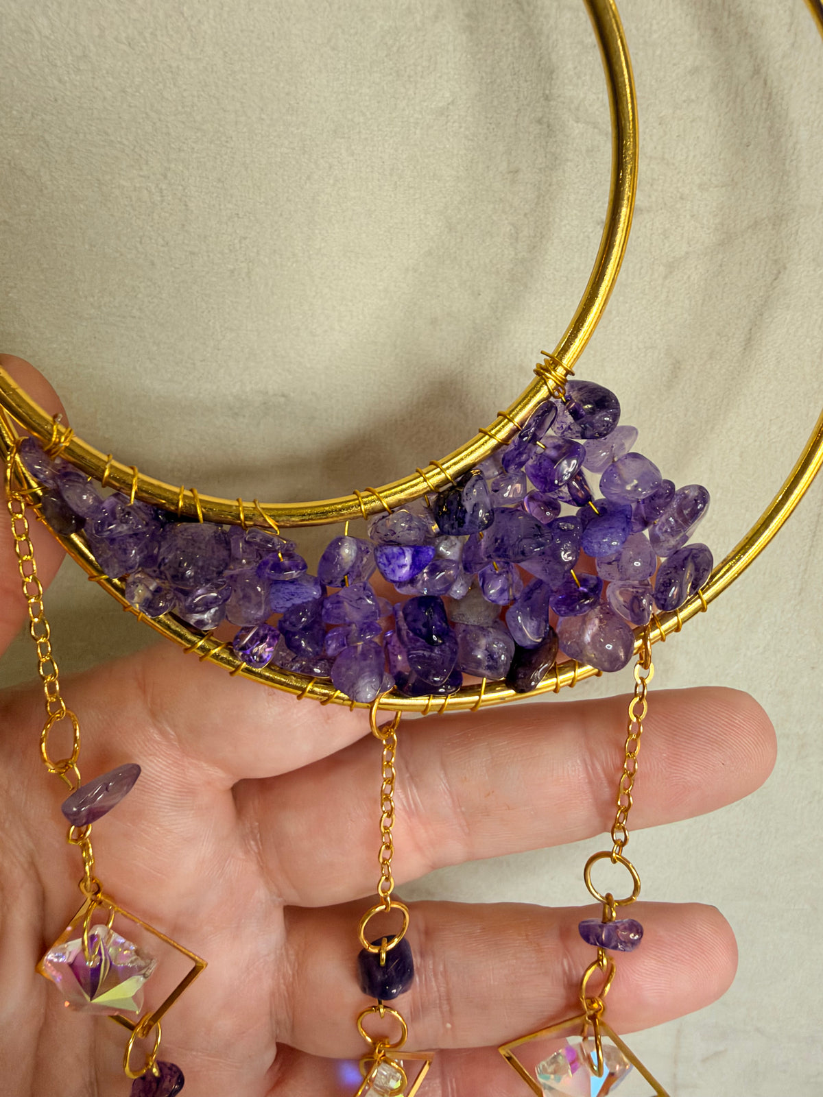 Amethyst Moon & Rainbow Stars Suncatcher – 35 × 10cm