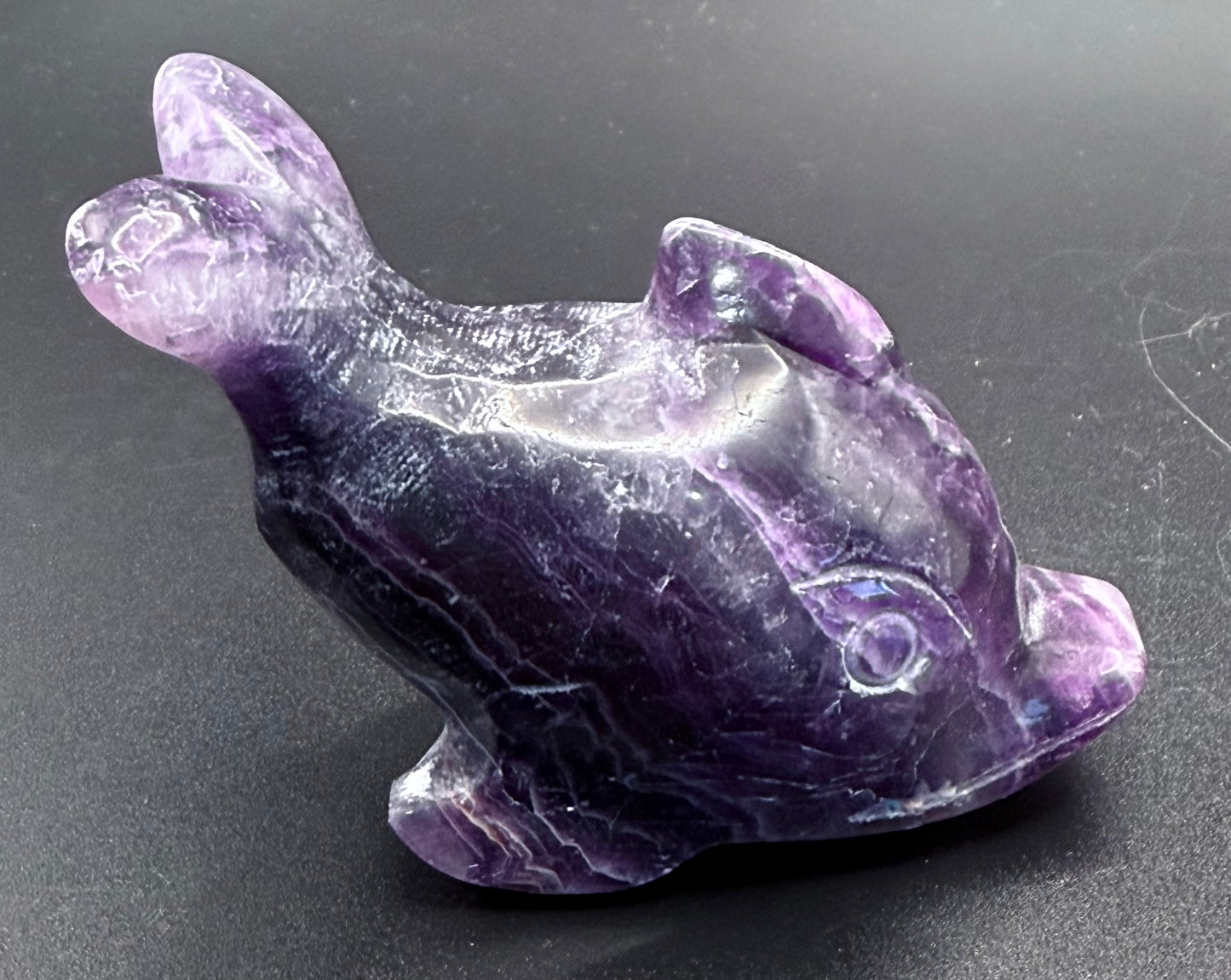 Purple Fluorite Dolphin Carving โ 190g | 8.8 x 4.1cm