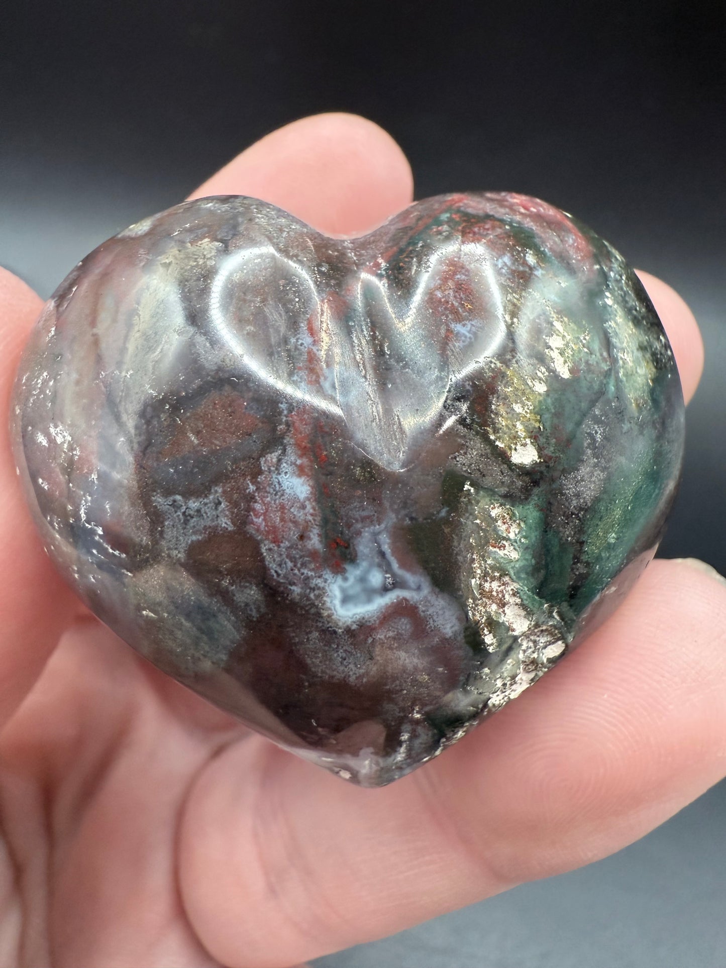 Ocean Jasper Heart ā 5cm